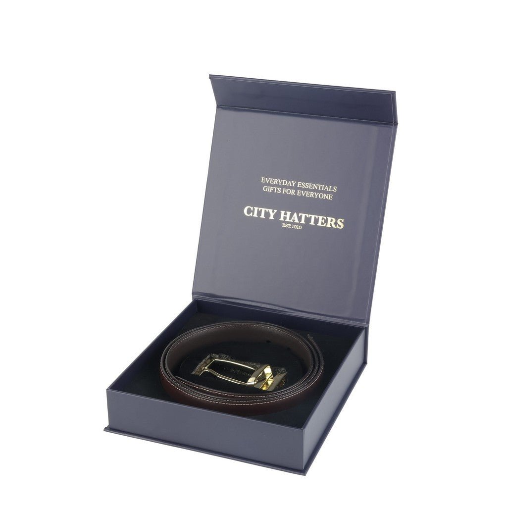CITY HATTERS Cowhide Leather Belt DARK BROWN - Henry Bucks
