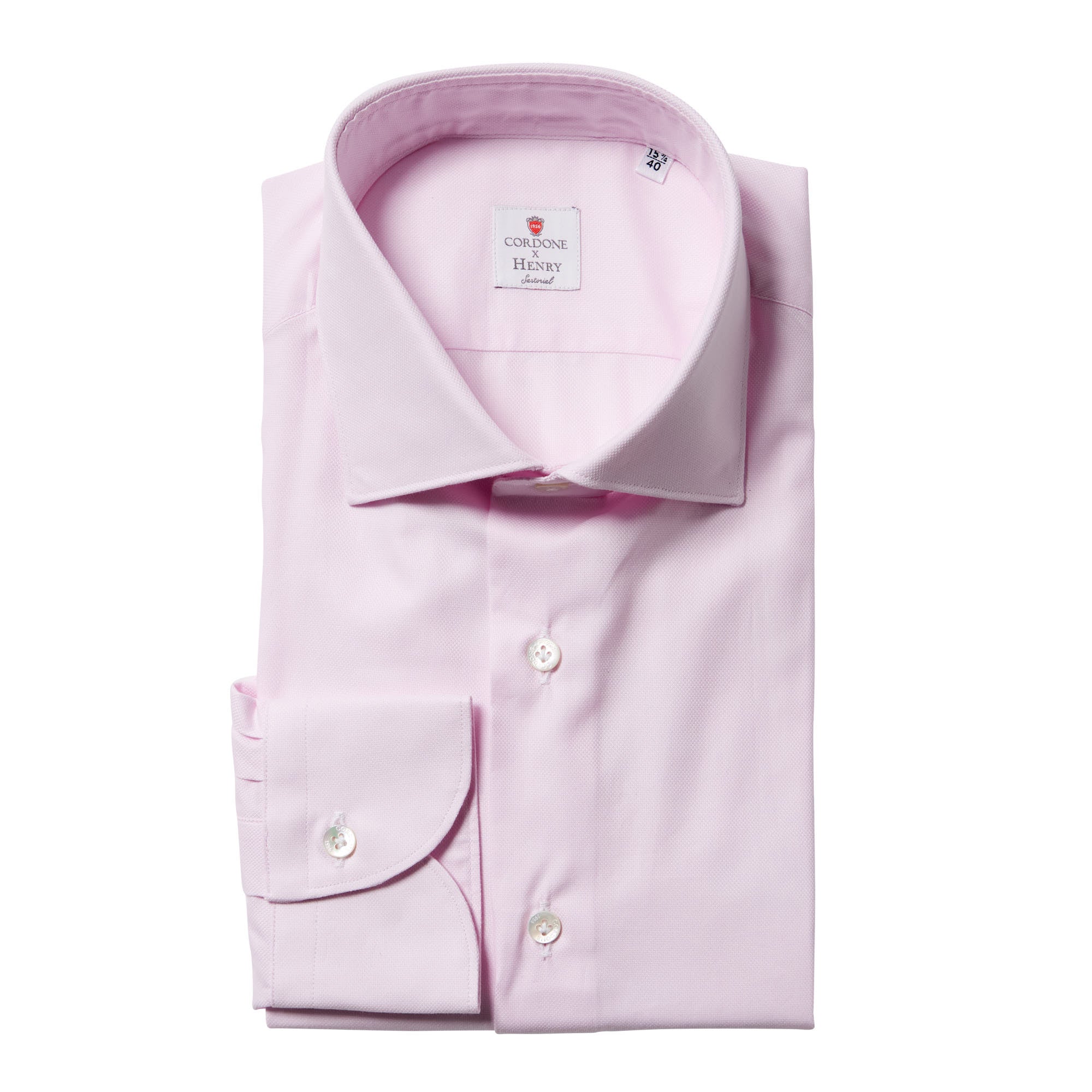 CORDONE Cotton Long Sleeve Single Cuff Shirt LIGHT PINK - Henry BucksShirts38AW240078 - LTPINK - SC - 39