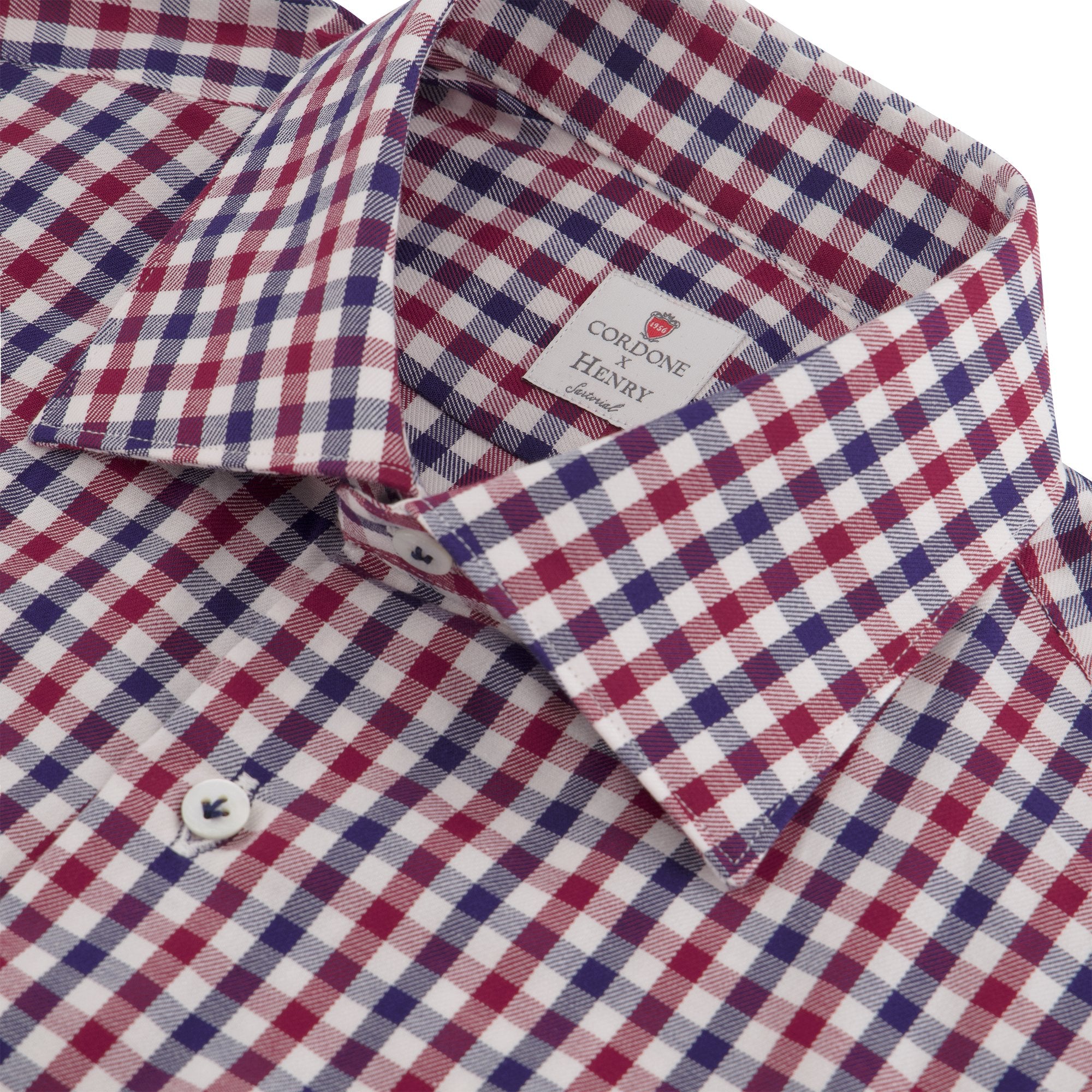 CORDONE Elegance Check Shirt NAVY/RED/MULTI - Henry BucksShirts01SS230011 - NVYRDMLTI - 39