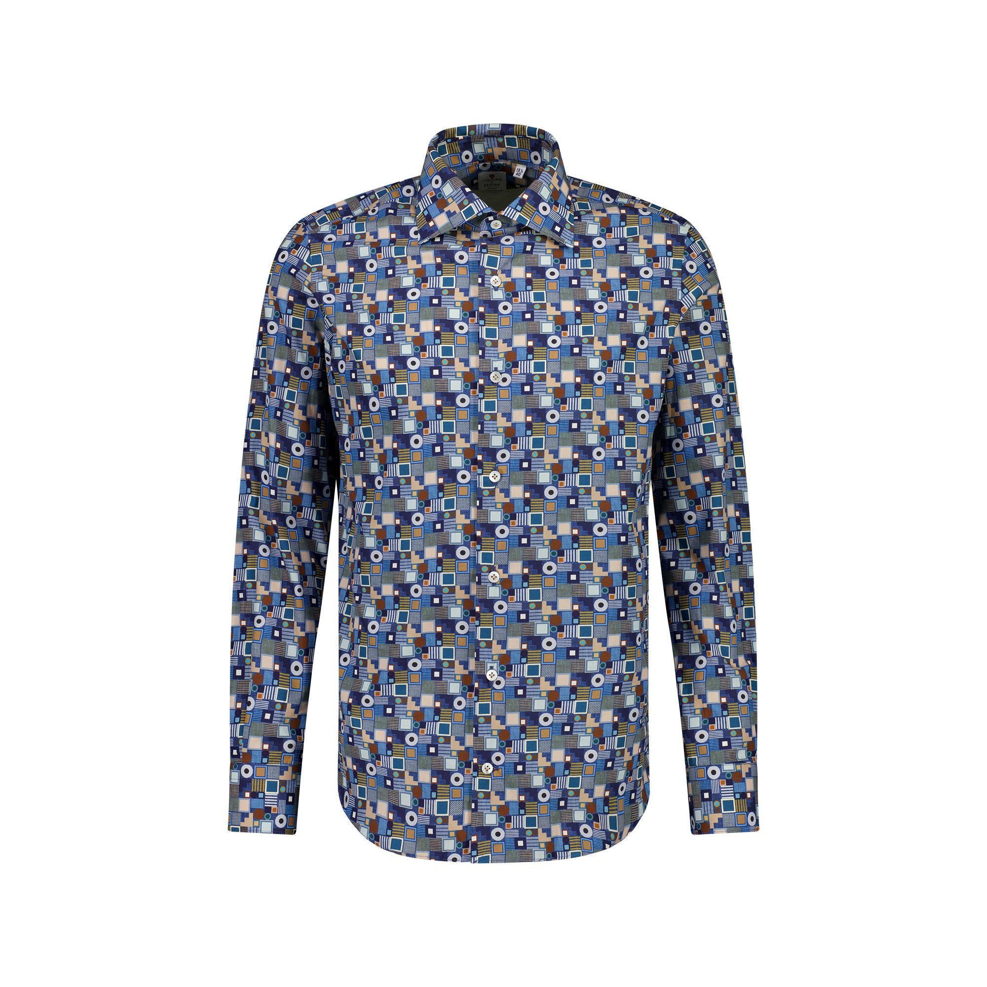 Cordone Flowerwear Style Shirt in BLUE PRINT - Henry BucksShirts01SS230013 - MDBLNVLTBL - 39