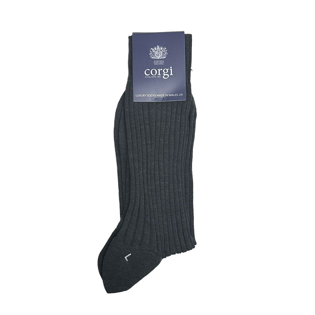 CORGI Derwen Cotton Socks CHARCOAL - Henry Bucks