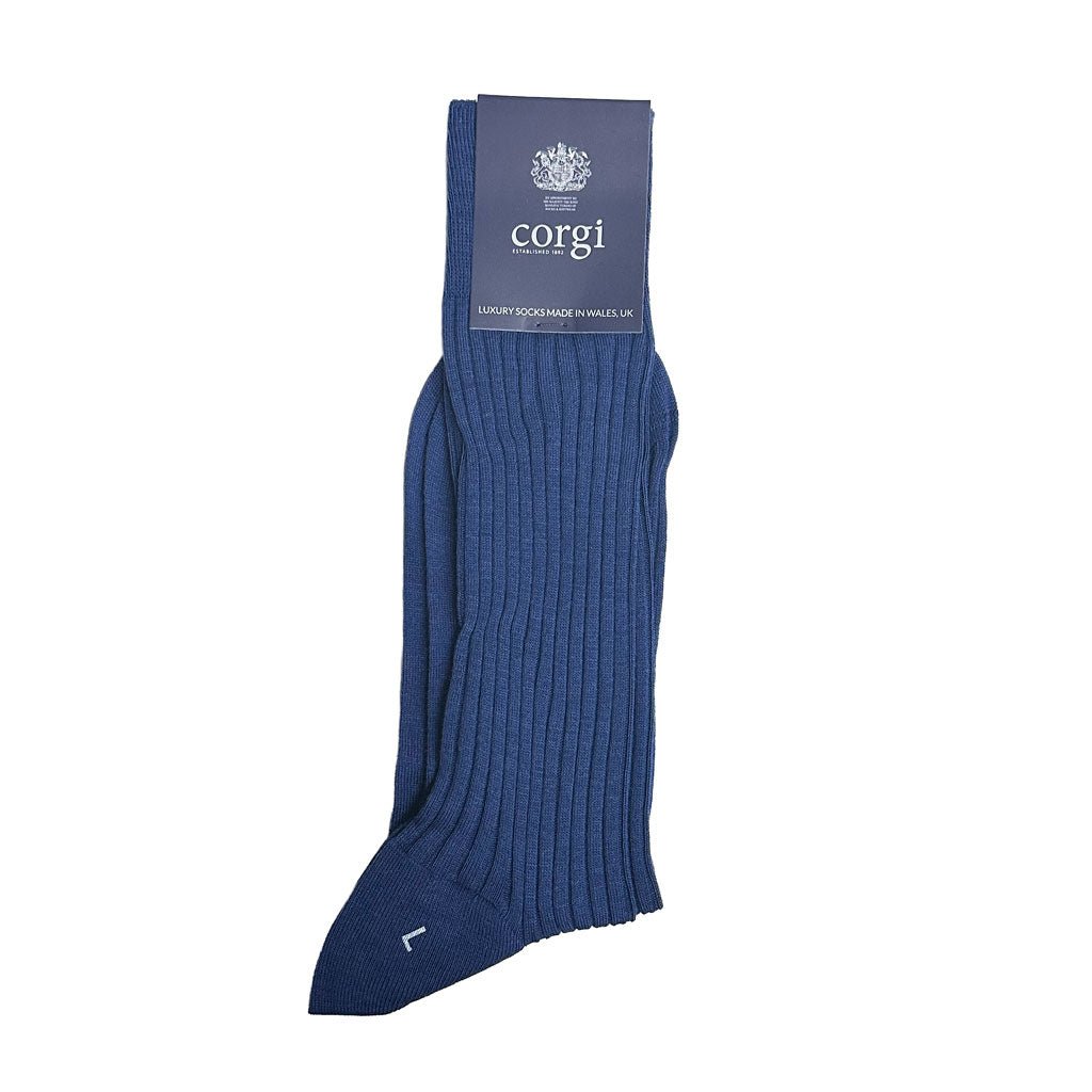 CORGI Lampeter Wool Socks DARK BLUE - Henry Bucks