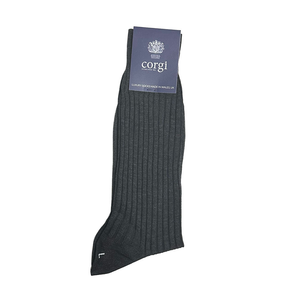 CORGI Lampeter Wool Socks DARK GREY MIX - Henry Bucks
