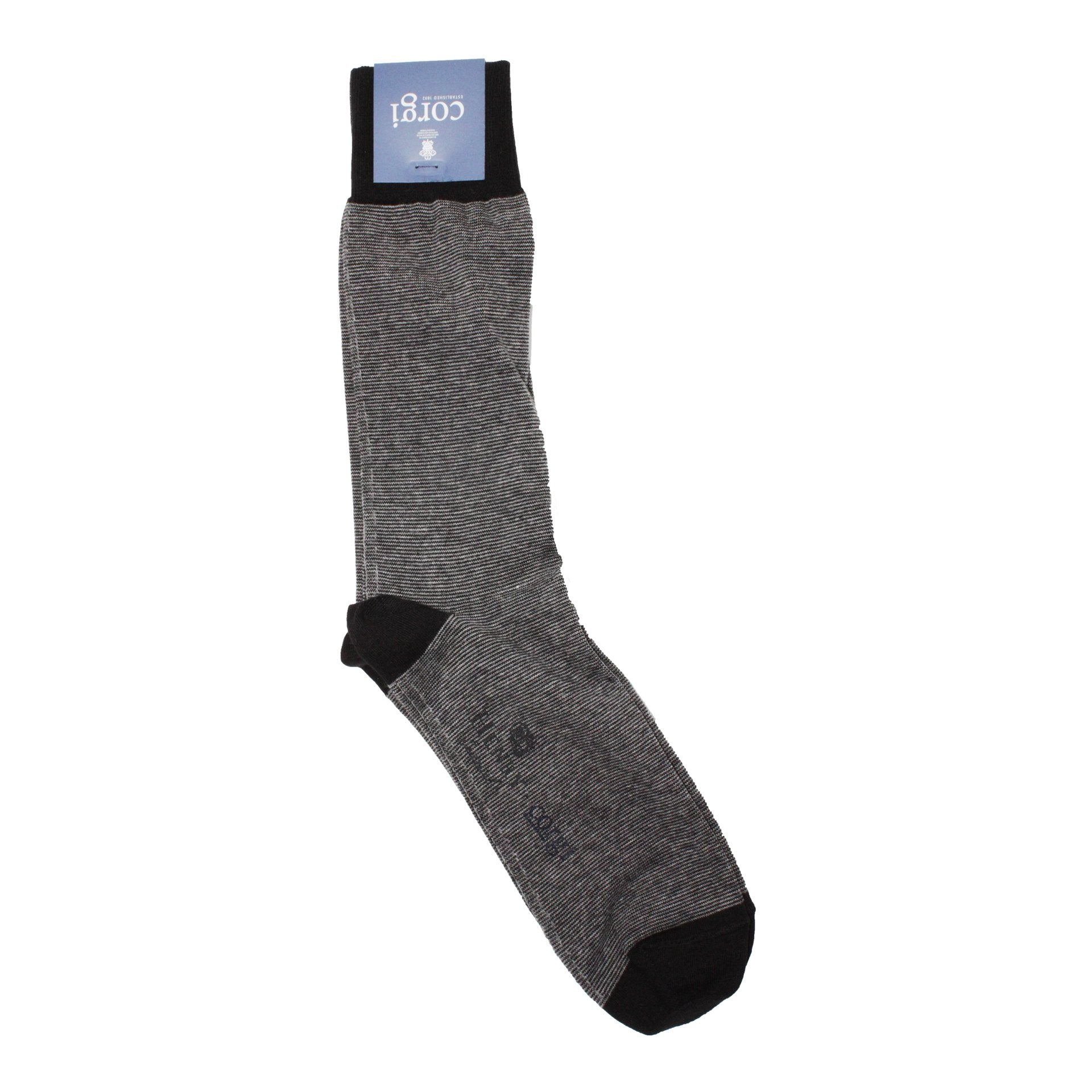 CORGI Light Weight Cotton Business Socks BLACK/GREY - Henry BucksSocks69SS230043 - BLKGRY - M