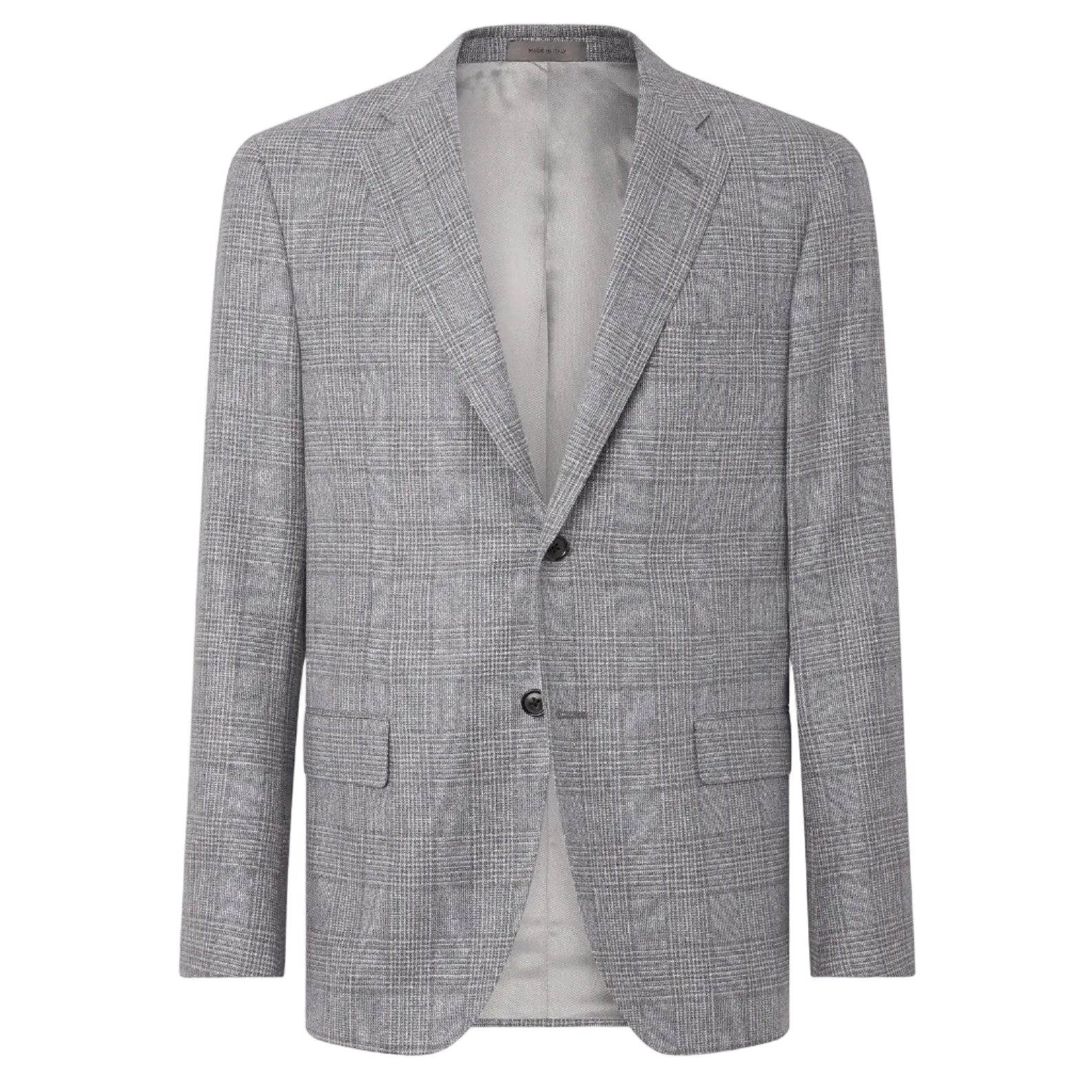 CORNELIANI Academy Light Overcheck Silk Wool Blazer BLUE/BEIGE - Henry Bucks