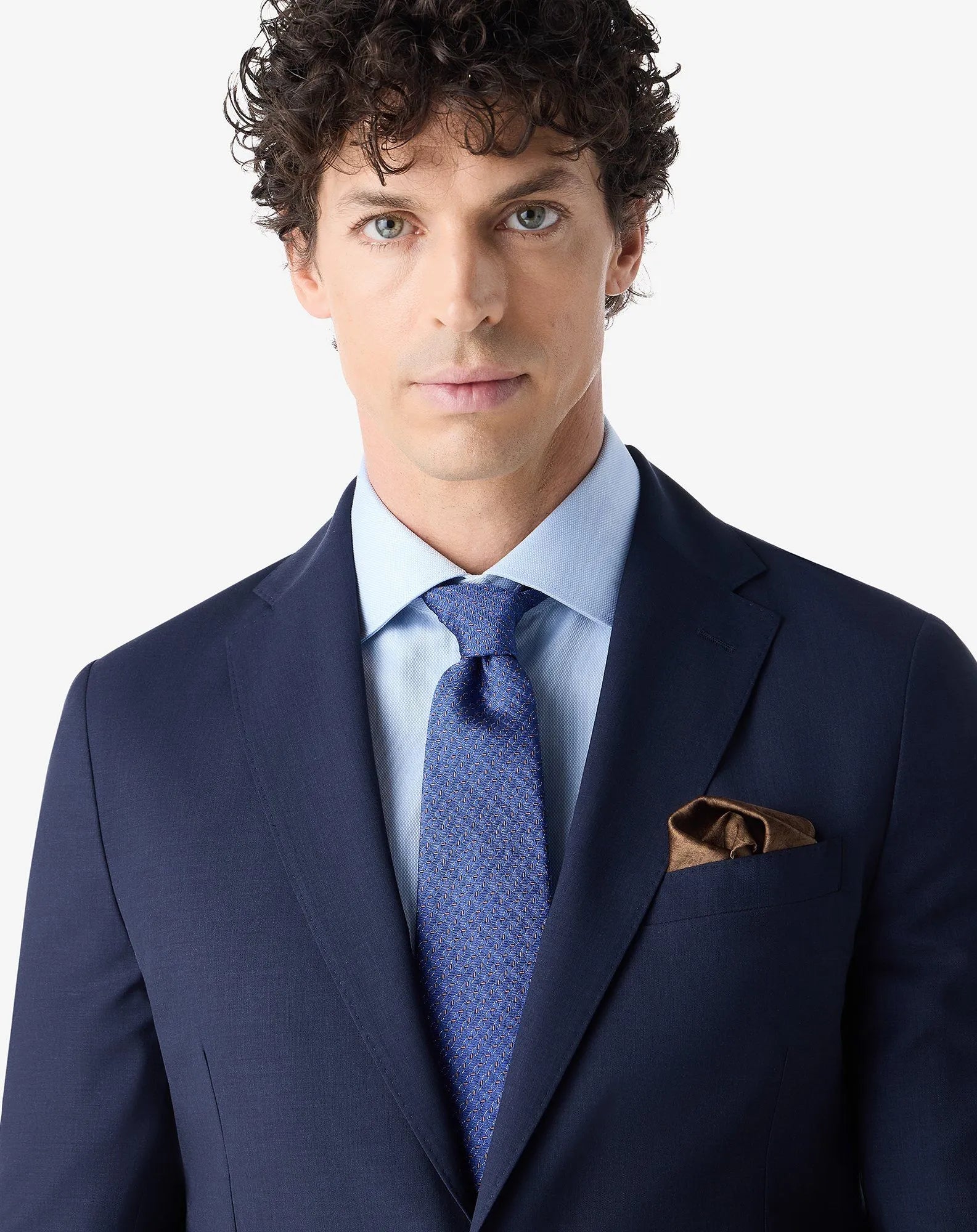 CORNELIANI Brocade Pure Silk Tie BLUE/BROWN - Henry Bucks