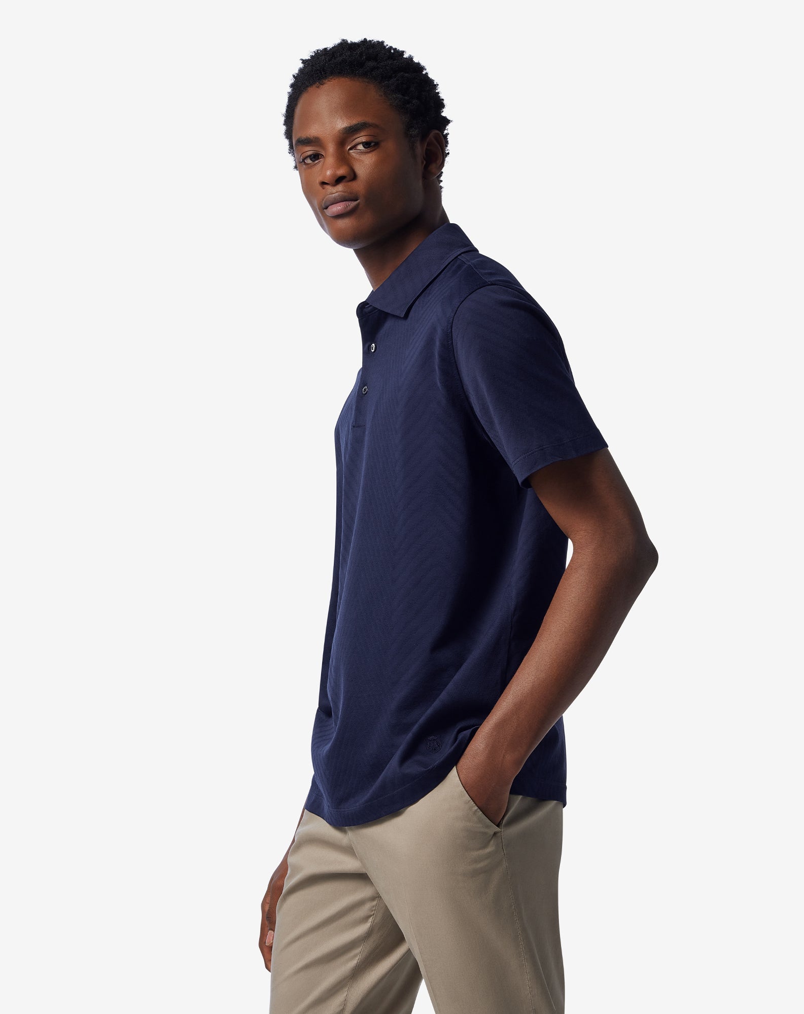 CORNELIANI Buttoned Short Sleeve Polo Shirt NAVY - Henry Bucks