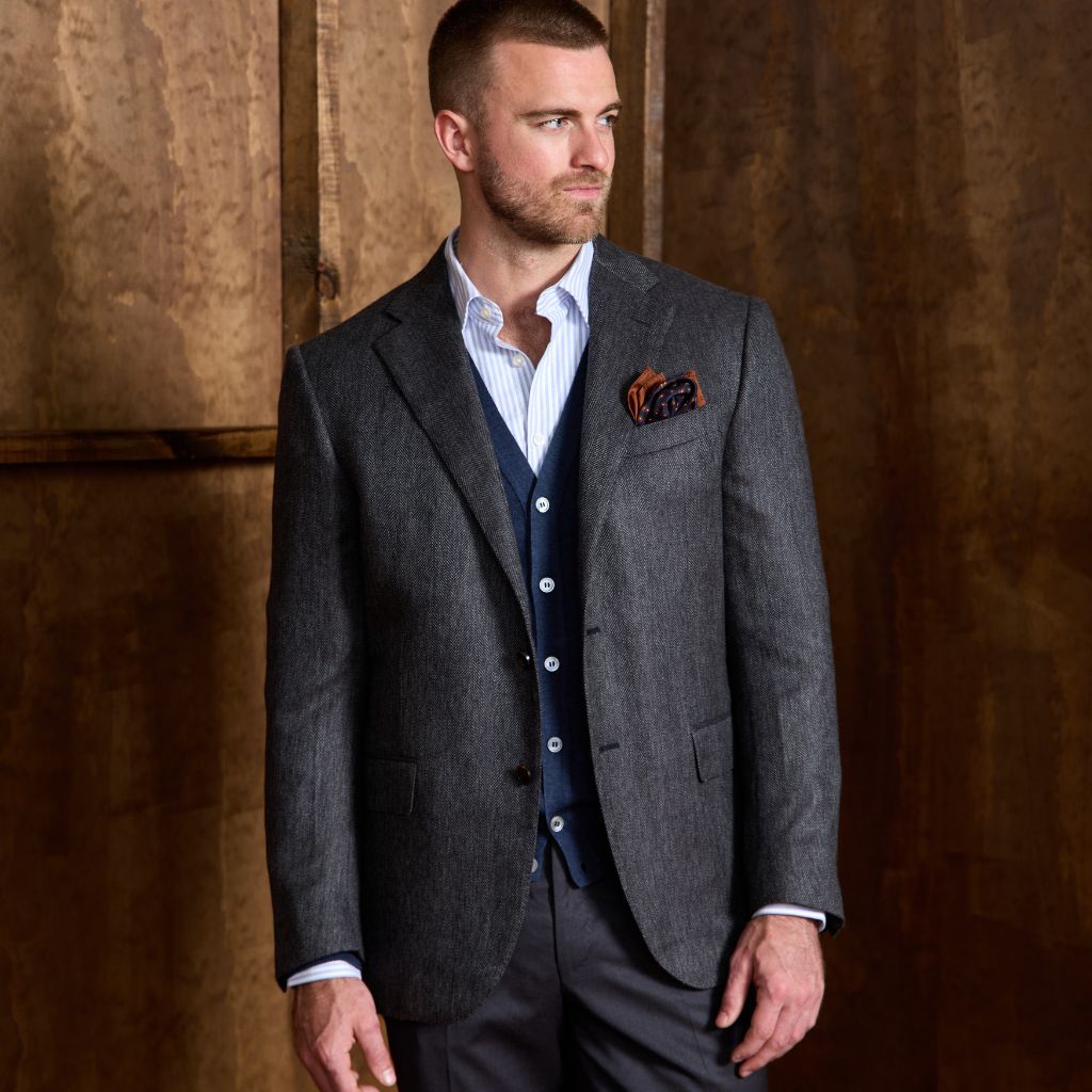 CORNELIANI Cashmere Blazer BLACK/GREY - Henry Bucks