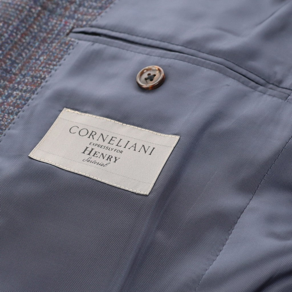CORNELIANI Cashmere Blazer NAVY/BURGUNDY/GOLD - Henry Bucks