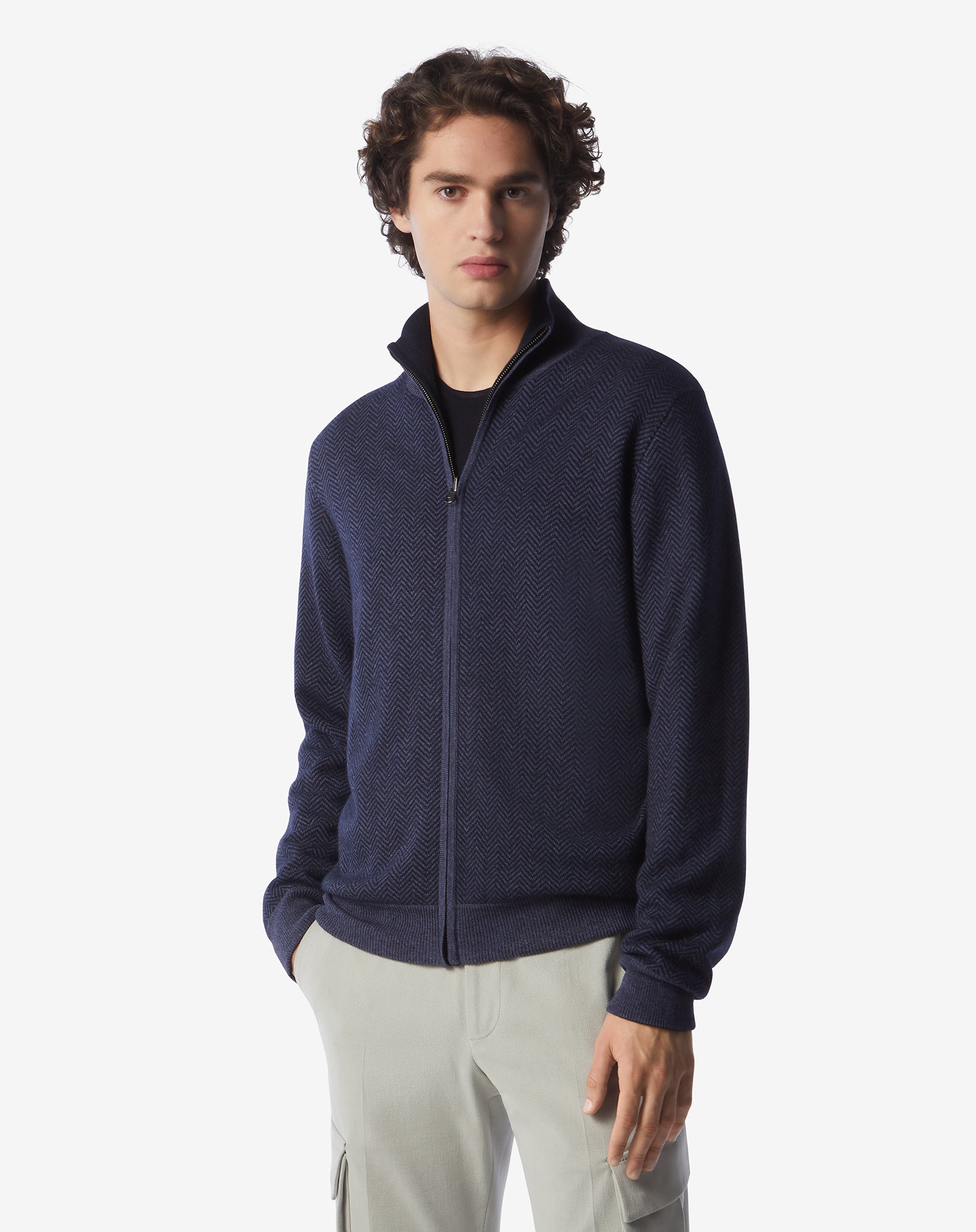 CORNELIANI Cashmere Silk Zip Knit NAVY BLUE - Henry BucksKnitwear62AW240018 - NVBL - 46