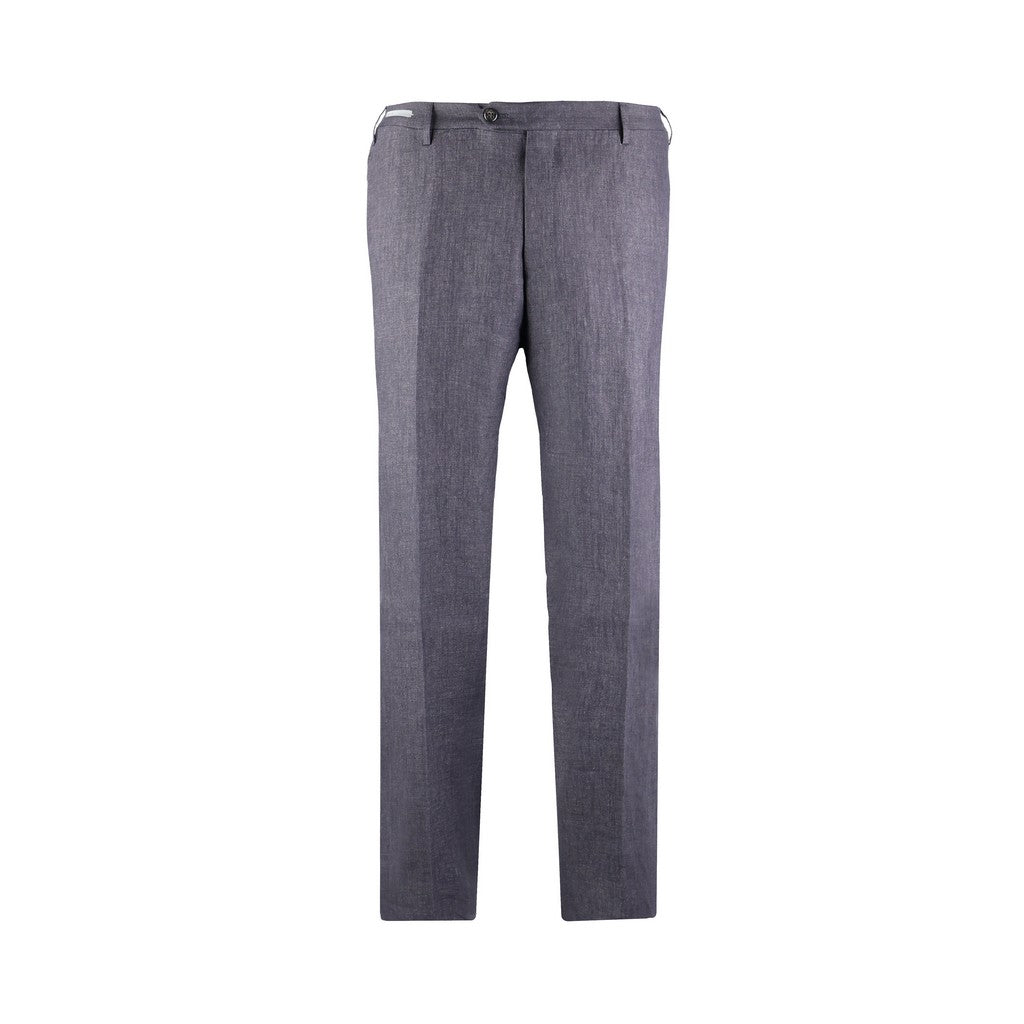 CORNELIANI Chambray Linen Trouser BROWN - Henry Bucks