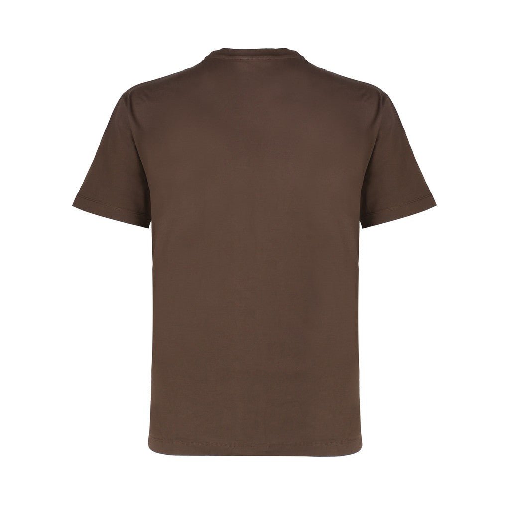 CORNELIANI Cotton Crew Neck T-Shirt BROWN - Henry Bucks