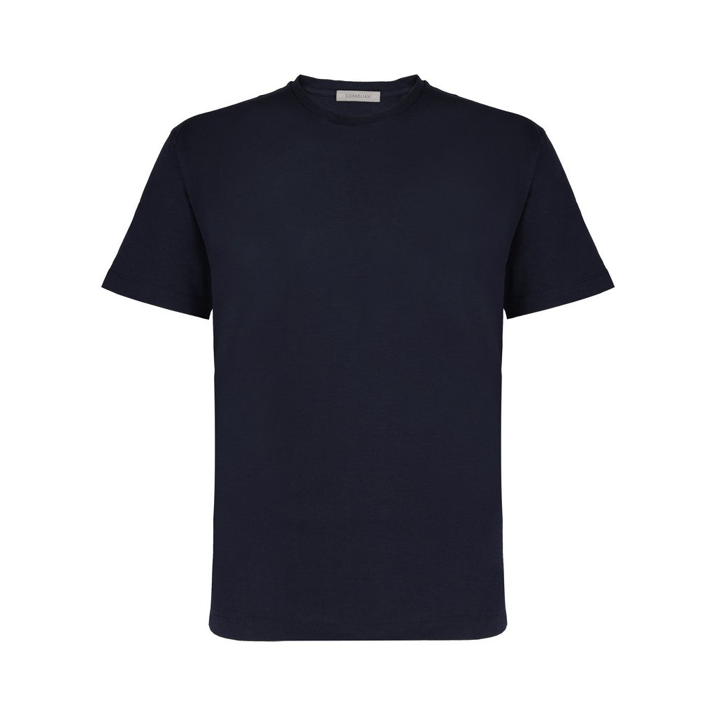 CORNELIANI Cotton Crew Neck T-Shirt NAVY - Henry Bucks