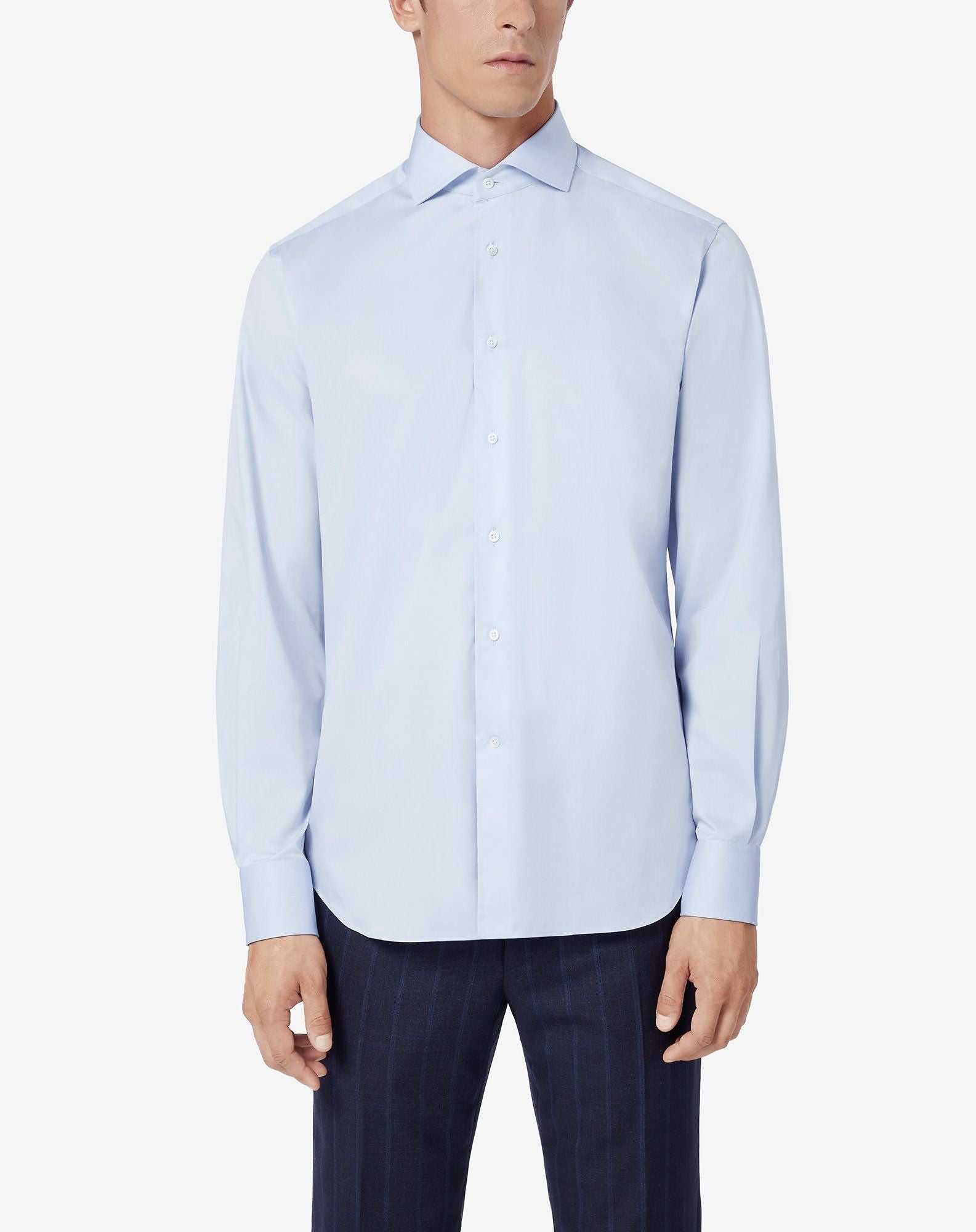 CORNELIANI Cotton Fine Twill Shirt SKY BLUE - Henry BucksShirts01SS220006 - SKYBLUE - 39