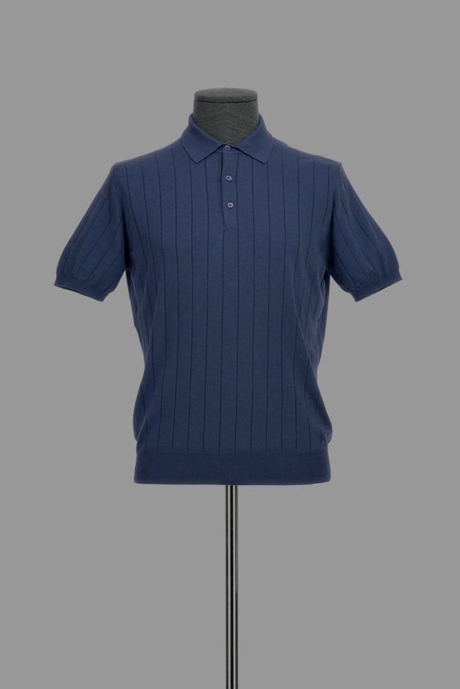 CORNELIANI Cotton Short Sleeve Polo NAVY - Henry Bucks