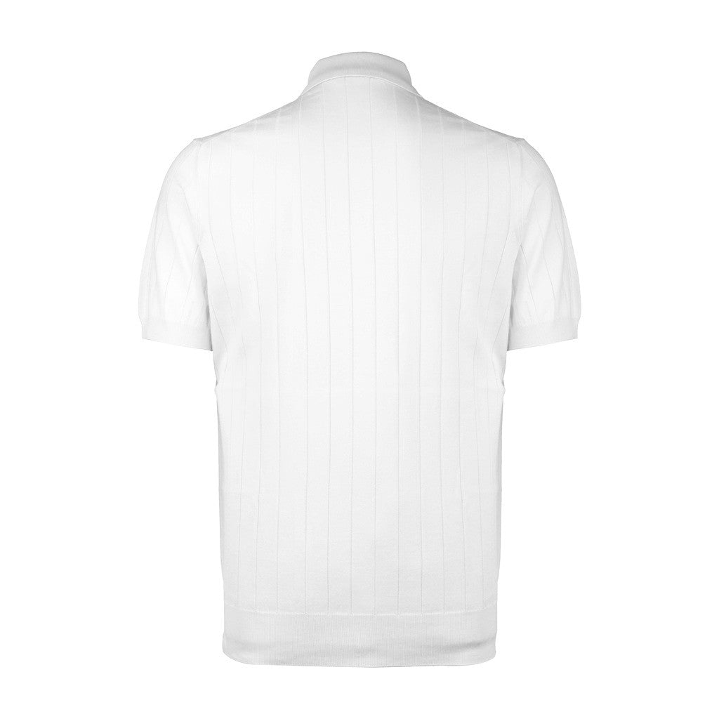 CORNELIANI Cotton Short Sleeve Polo OFF WHITE - Henry Bucks