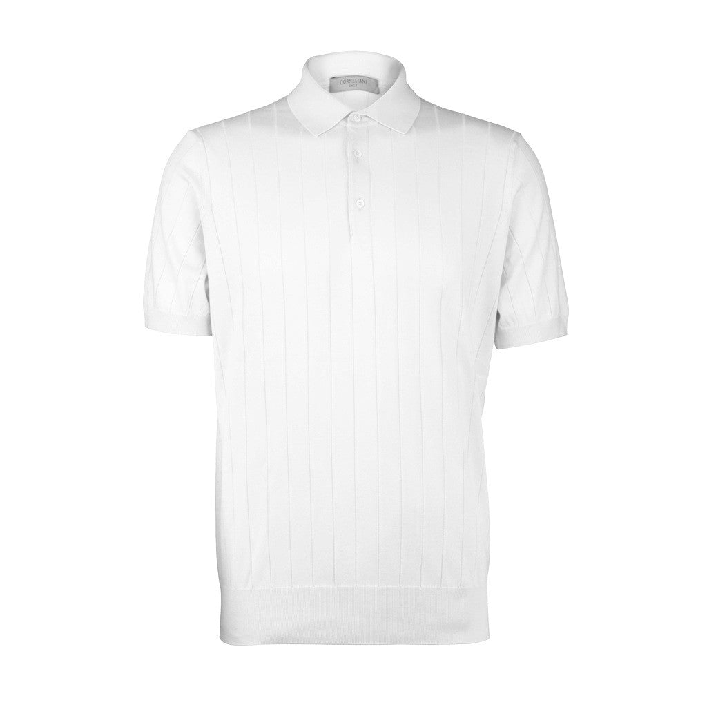 CORNELIANI Cotton Short Sleeve Polo OFF WHITE - Henry Bucks