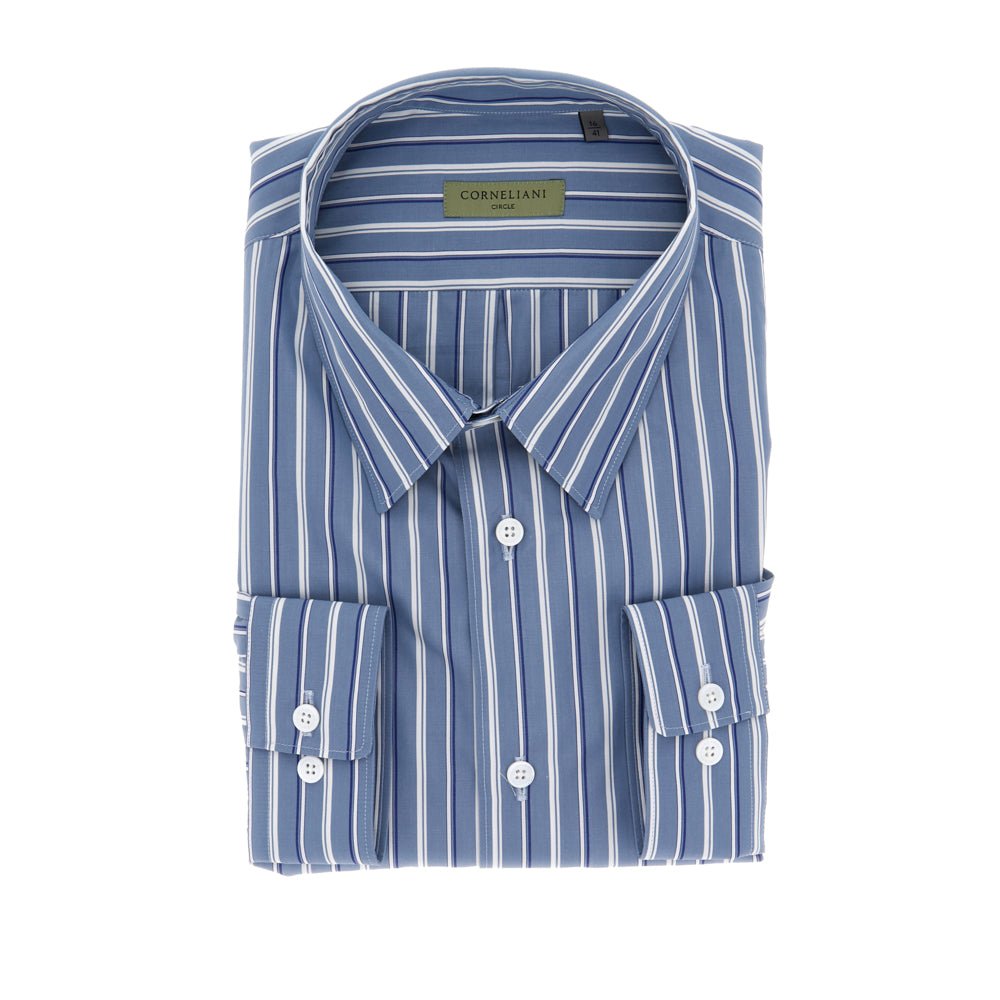 CORNELIANI Cotton Stripe Shirt BLUE - Henry Bucks