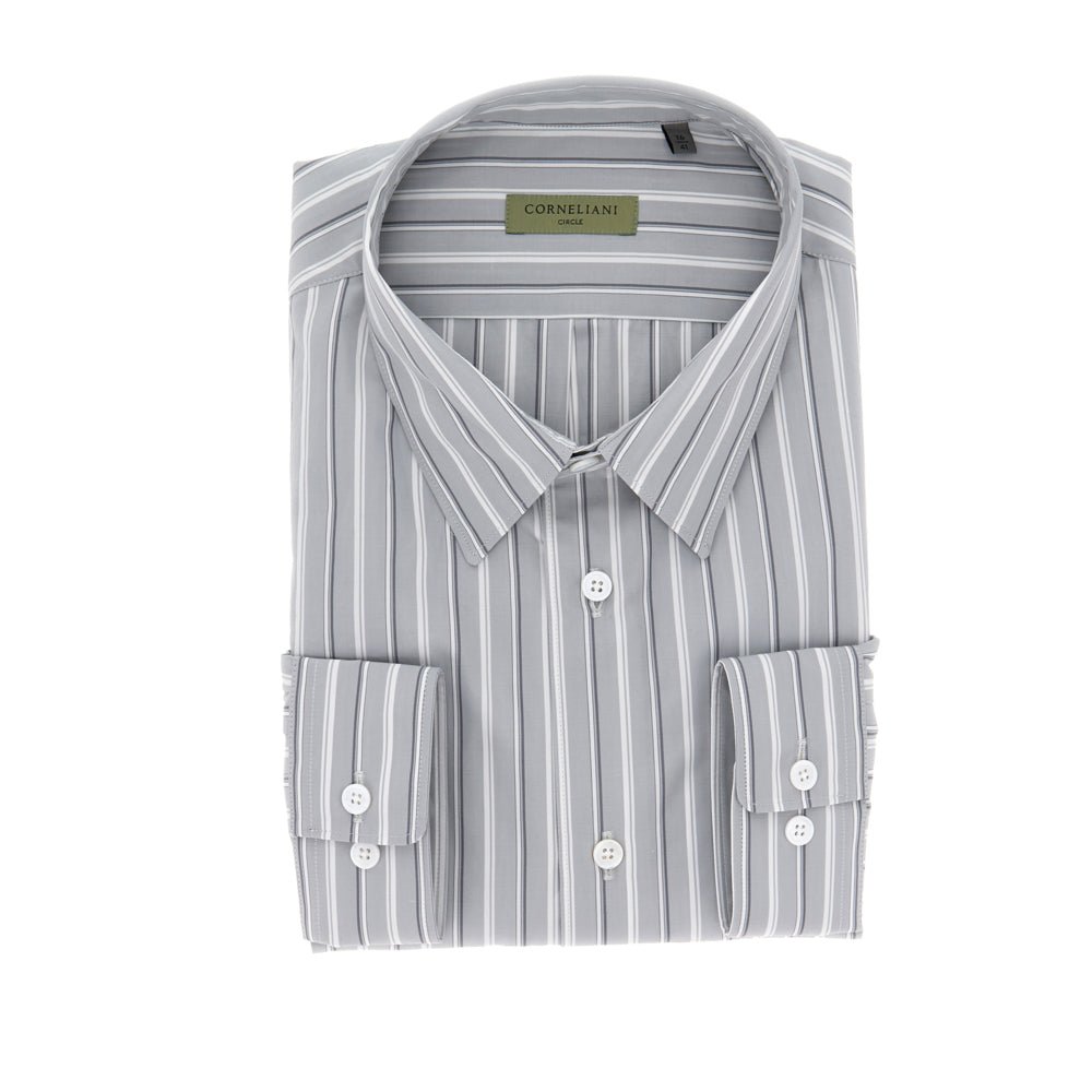 CORNELIANI Cotton Stripe Shirt GREY - Henry Bucks