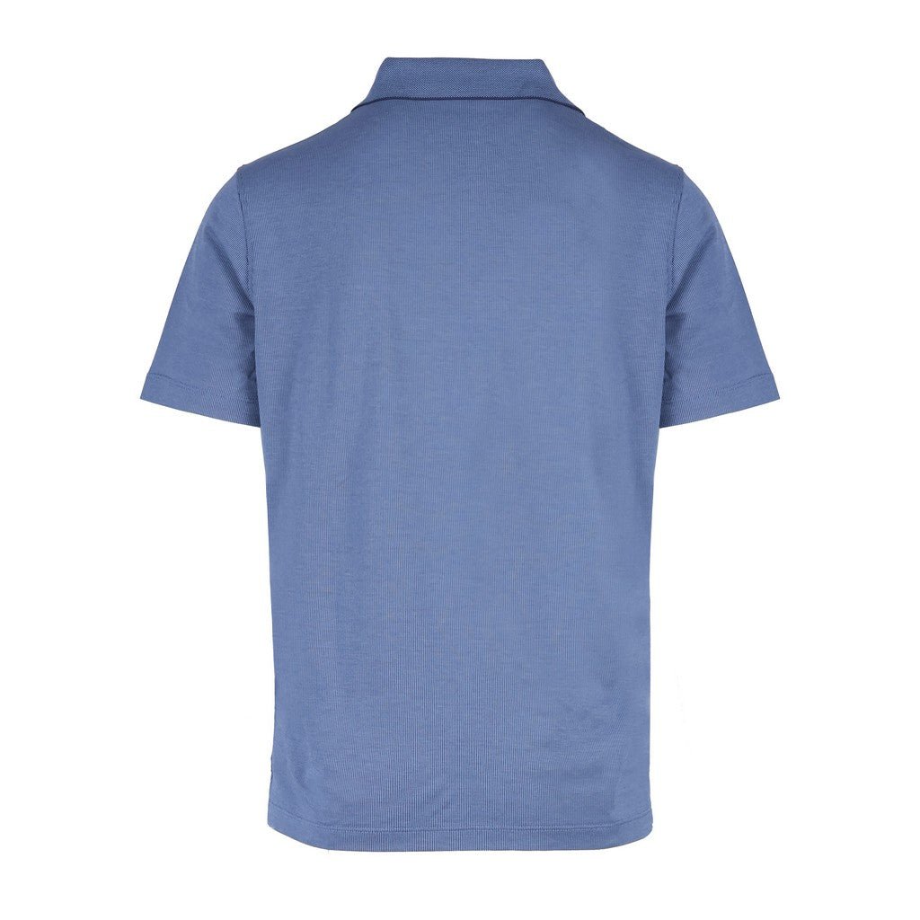 CORNELIANI Cotton Zip Front Polo BLUE - Henry Bucks