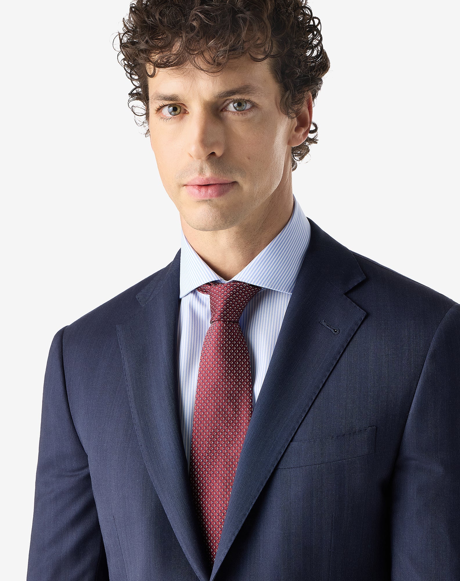 CORNELIANI Damask Pure Silk Tie RED/NAVY - Henry Bucks
