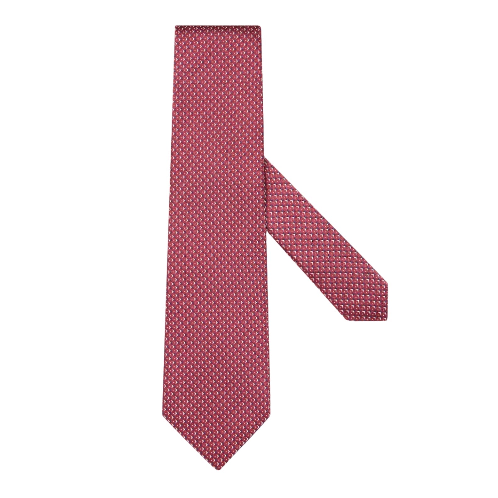 CORNELIANI Damask Pure Silk Tie RED/NAVY - Henry Bucks