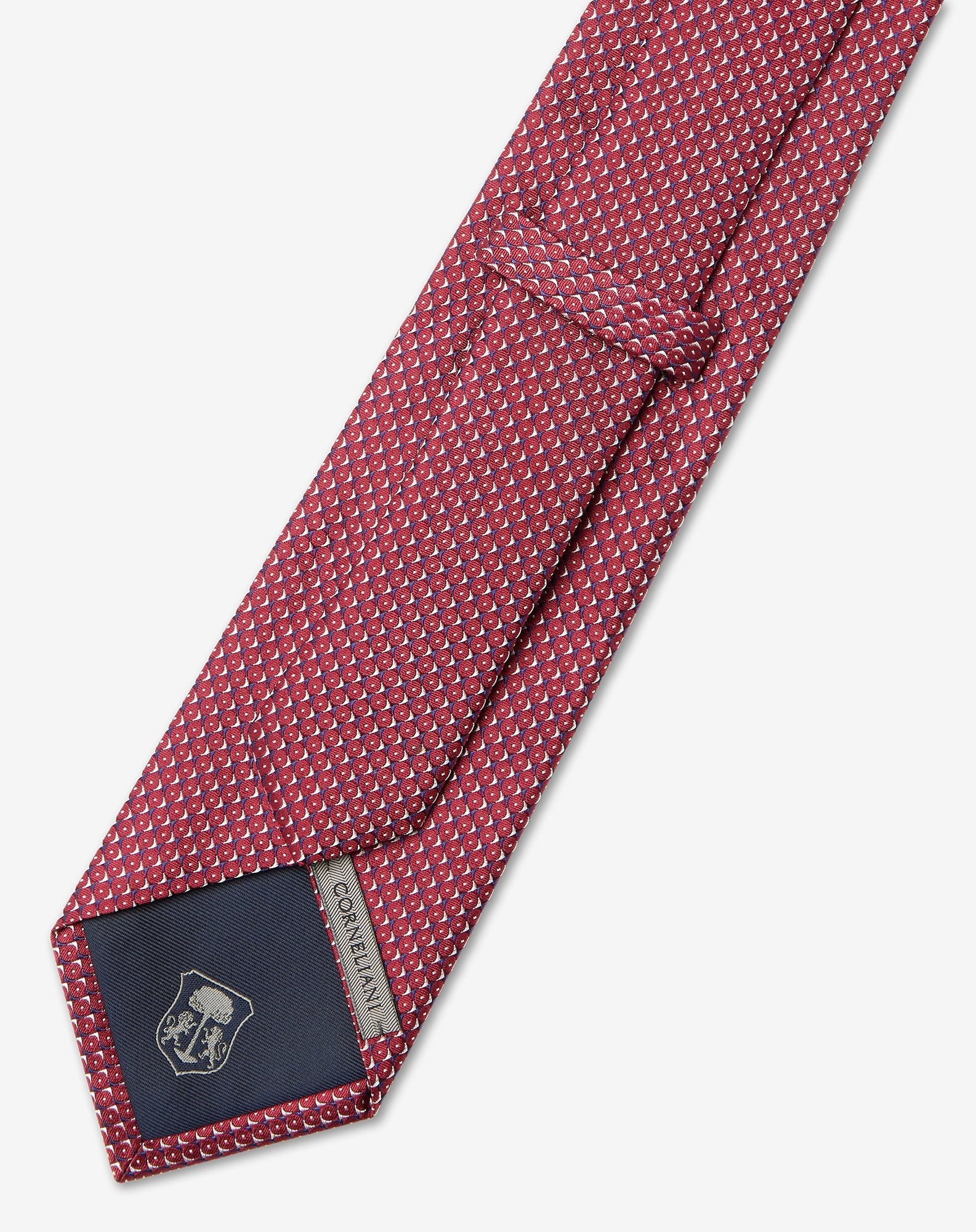 CORNELIANI Damask Pure Silk Tie RED/NAVY - Henry Bucks