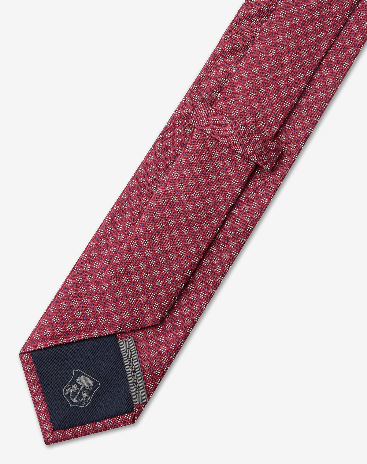 CORNELIANI Damask Pure Silk Tie RED/WHITE - Henry Bucks