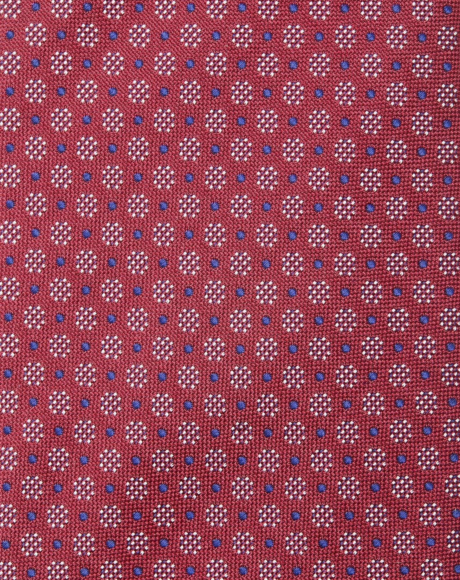 CORNELIANI Damask Pure Silk Tie RED/WHITE - Henry Bucks