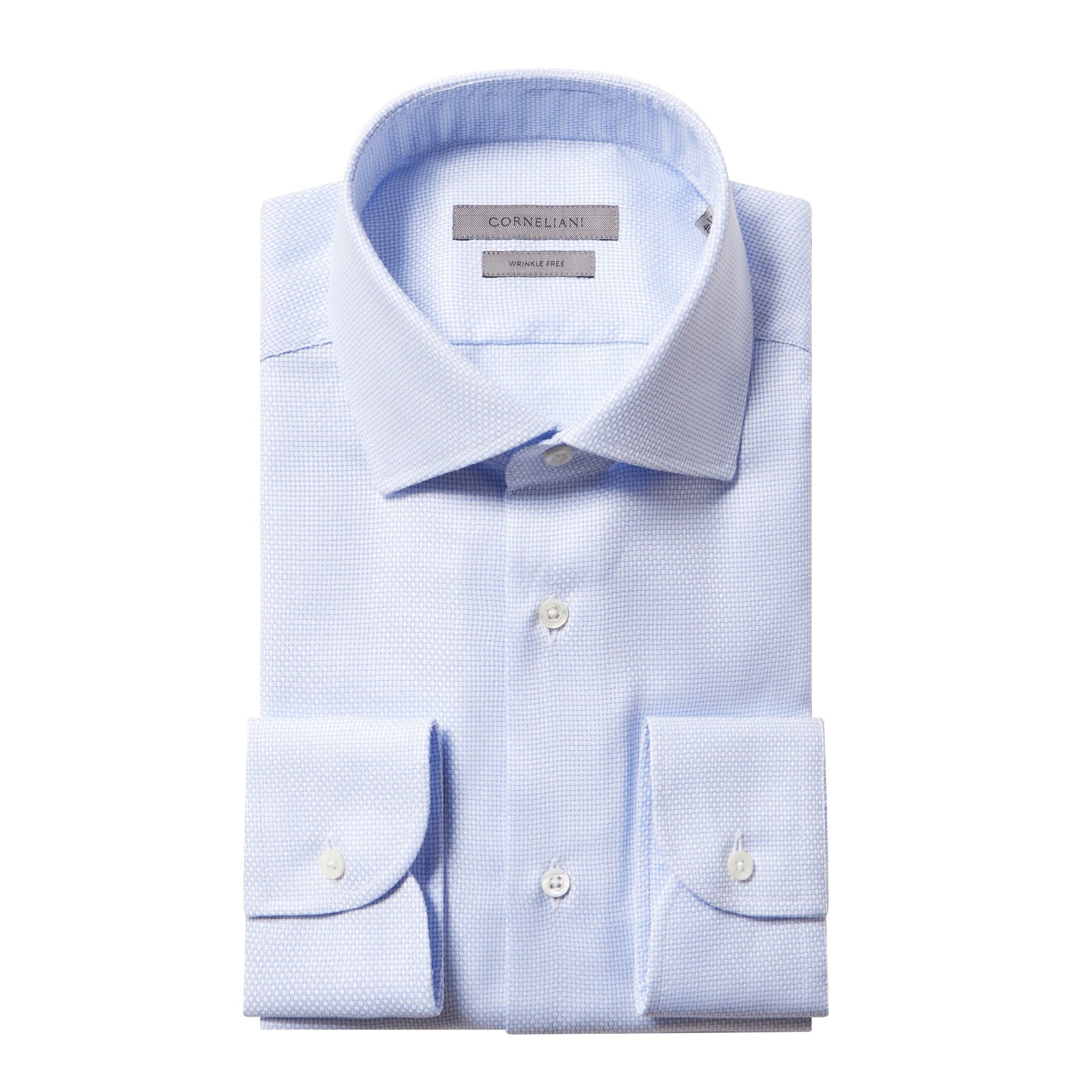 CORNELIANI Diamond Long Sleeve Shirt Single Cuff Contemporary Fit SKY BLUE - Henry BucksShirts38AW240071 - SKYBLUE - SC - CONT - 39