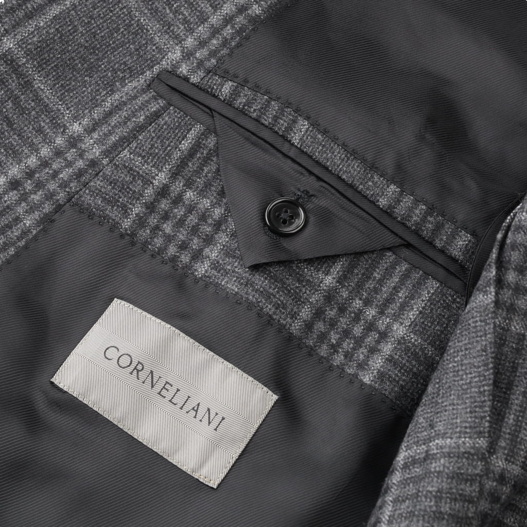 CORNELIANI Double Breasted Wool Check Gate Jacket CHARCOAL - Henry BucksBlazers64AW240038 - CHCL - 48