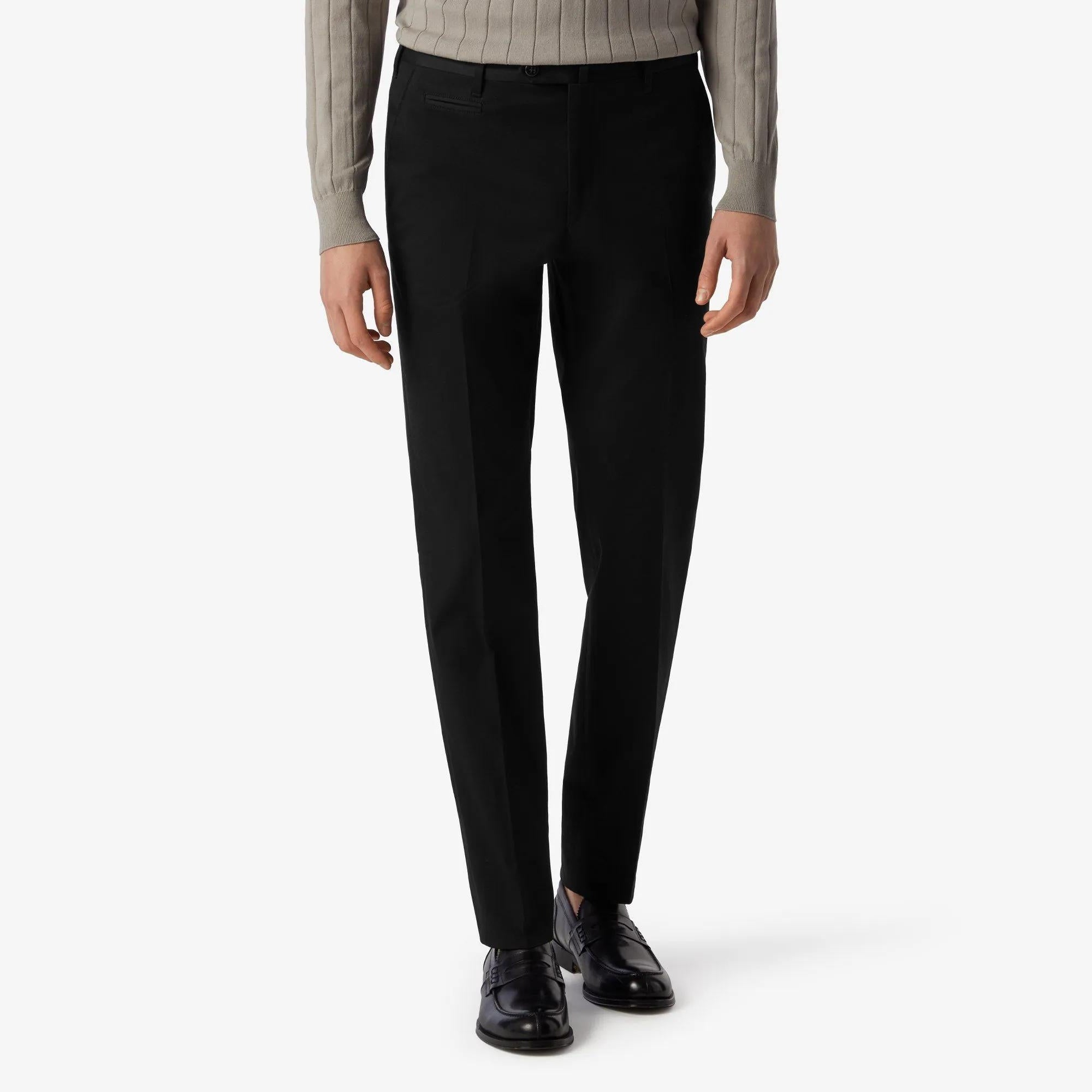 CORNELIANI Full Fit Stretch Cotton Trousers BLACK - Henry BucksTrousers63AW240014 - BLCK - 46