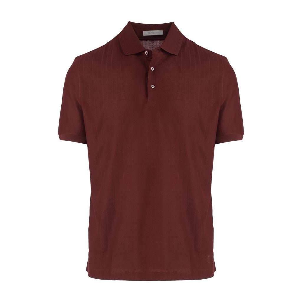 CORNELIANI Herringbone Cotton Polo BRICK RED - Henry Bucks