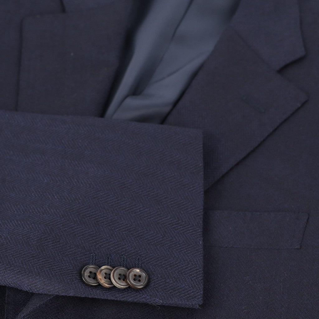 CORNELIANI Herringbone Wool Stretch Blazer NAVY - Henry Bucks