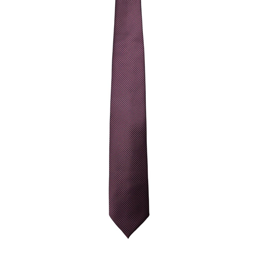 CORNELIANI Houndstooth Silk Tie RED/NAVY - Henry Bucks