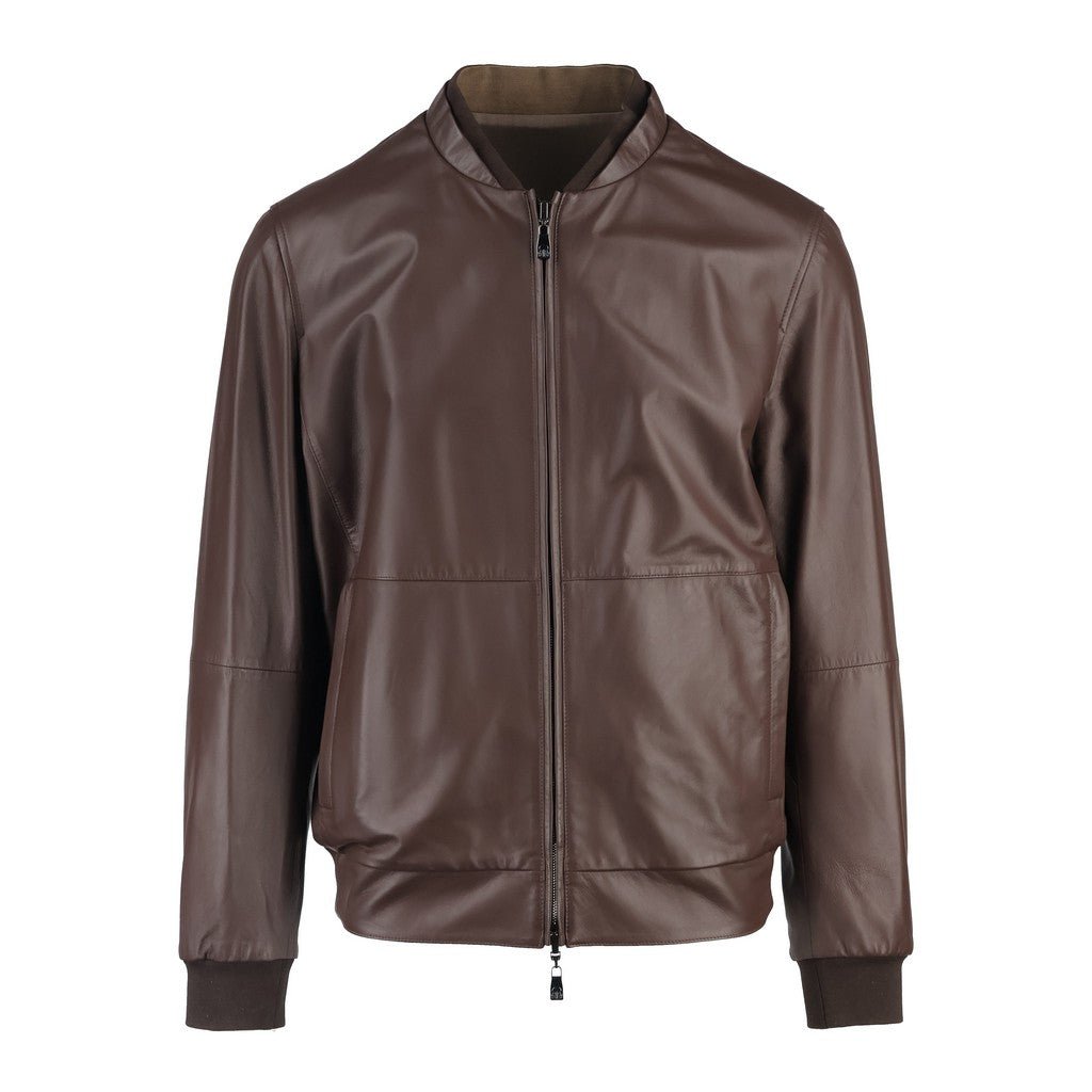 CORNELIANI Leather Reversible Jacket BROWN - Henry Bucks