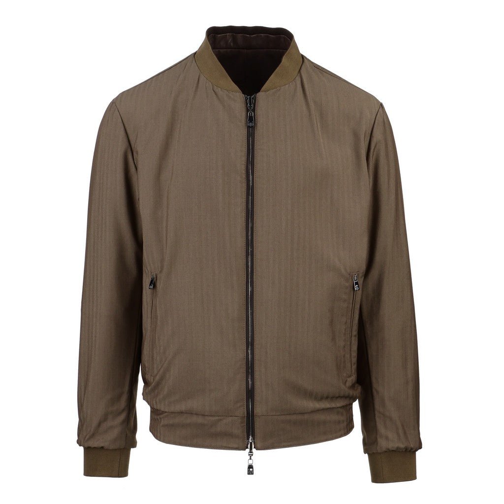 CORNELIANI Leather Reversible Jacket BROWN - Henry Bucks