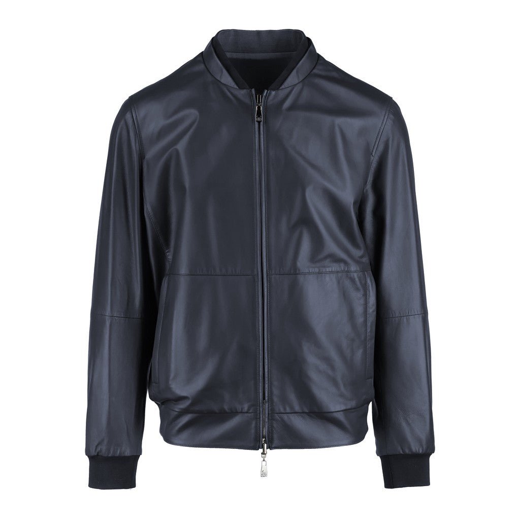 CORNELIANI Leather Reversible Jacket NAVY - Henry Bucks