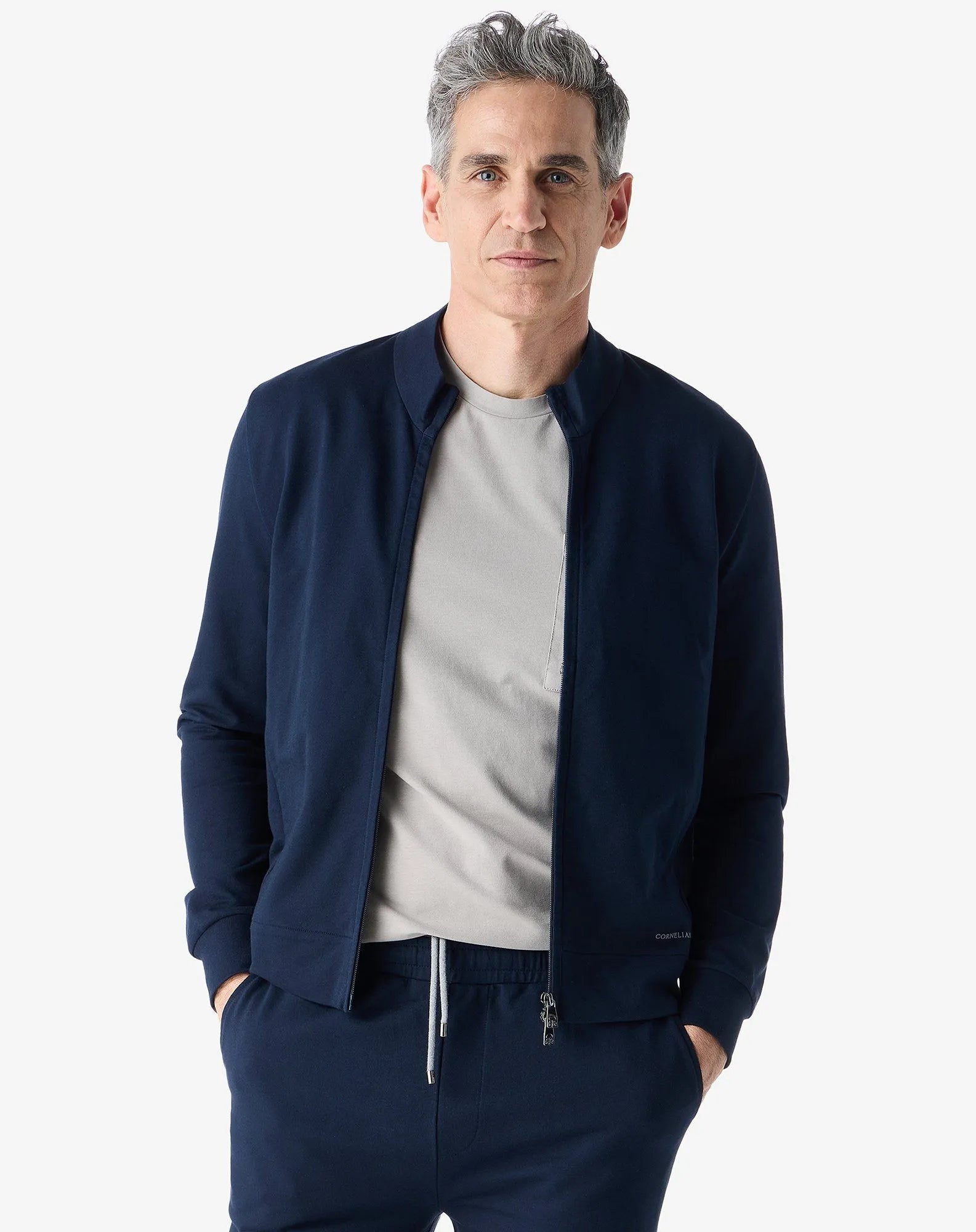 CORNELIANI Lightweight Zip Jacket NAVY - Henry Bucks