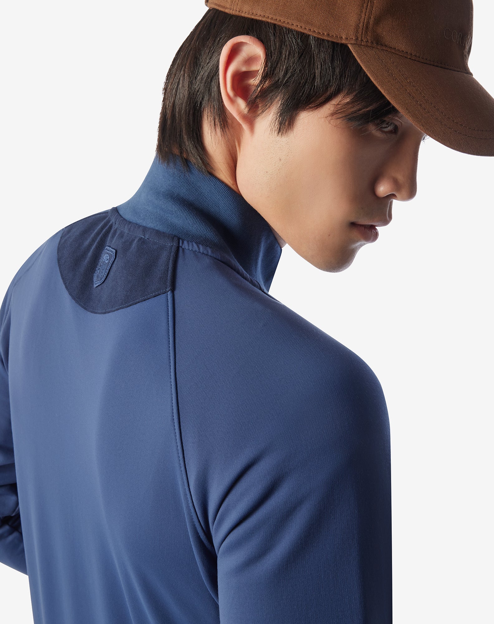 CORNELIANI Long Sleeve Alcantara Raglan Zip Sweatshirt NAVY REG - Henry Bucks