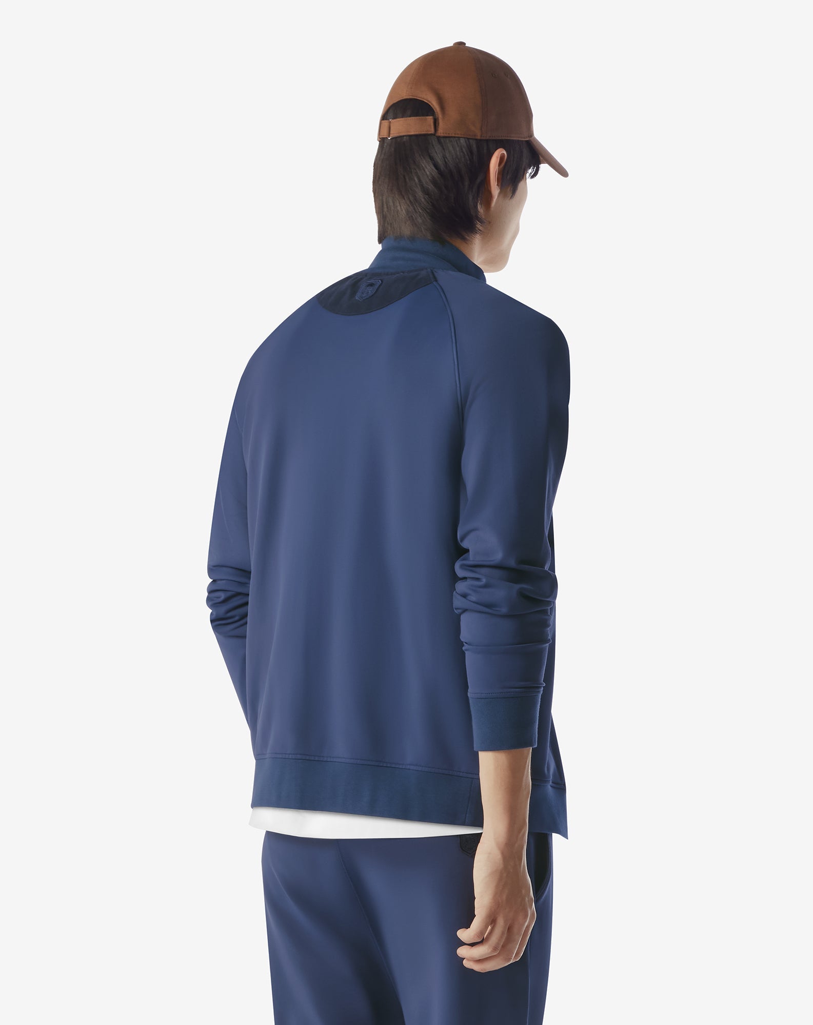 CORNELIANI Long Sleeve Alcantara Raglan Zip Sweatshirt NAVY REG - Henry Bucks
