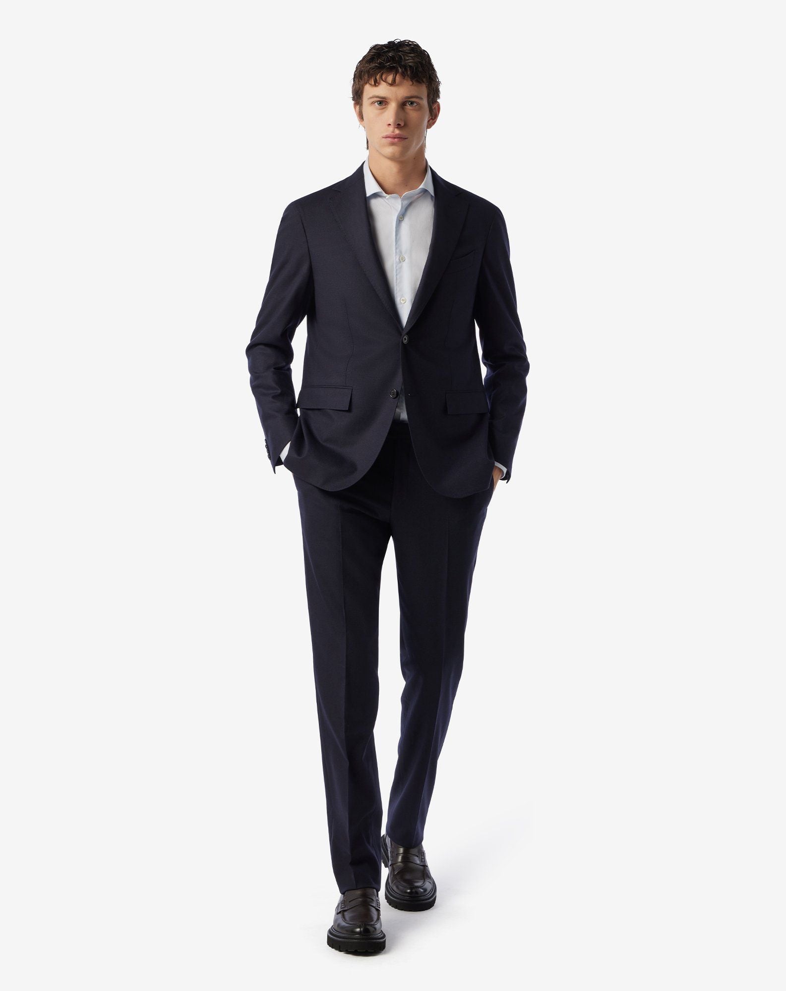 CORNELIANI Micro Stripe Leader Suit NAVY - Henry BucksSuits23AW231214 - NAVY - 44