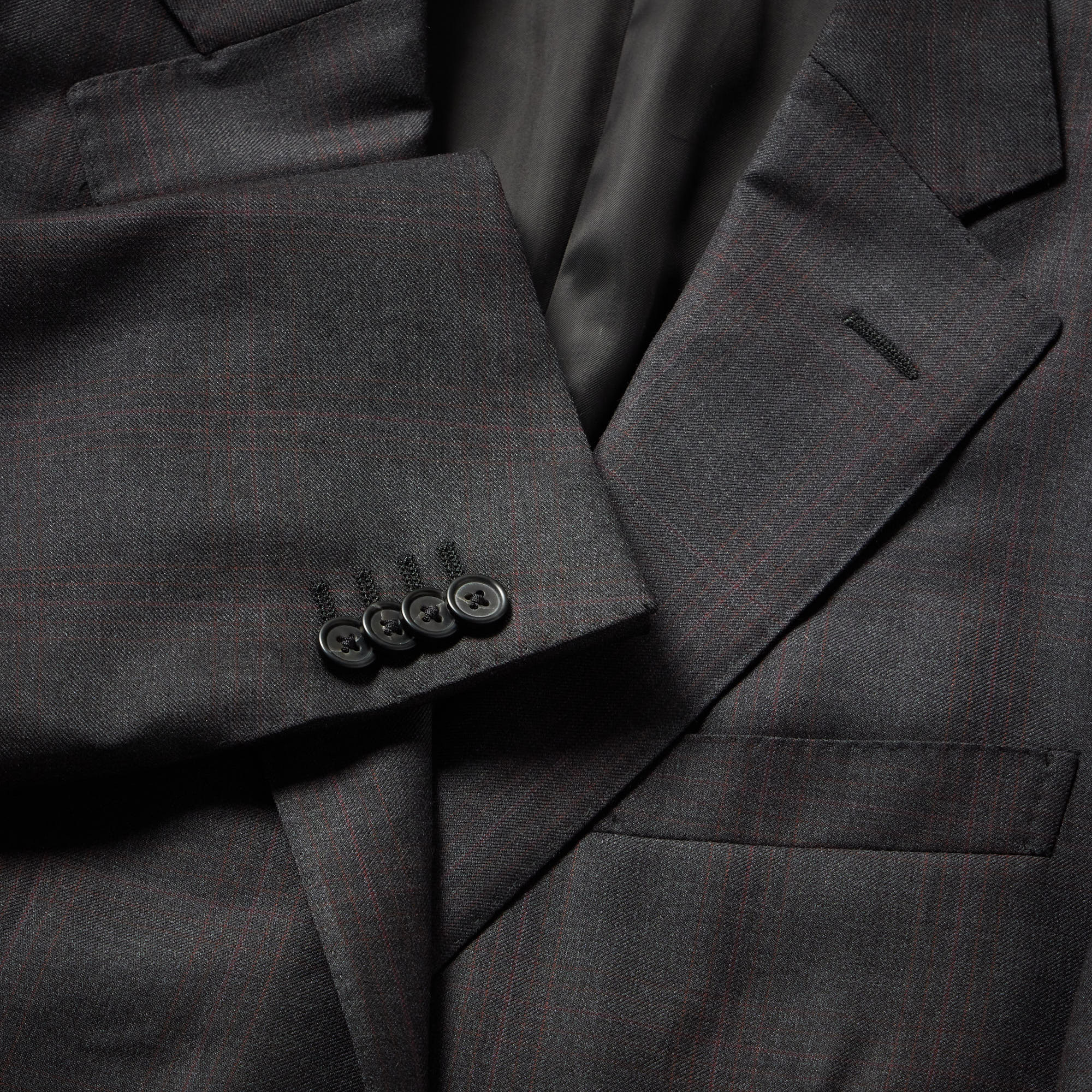 CORNELIANI Over checked Suit CHARCOAL/BURGUNDY REG - Henry BucksSuits23AW240221 - CHARBURG - R - 50