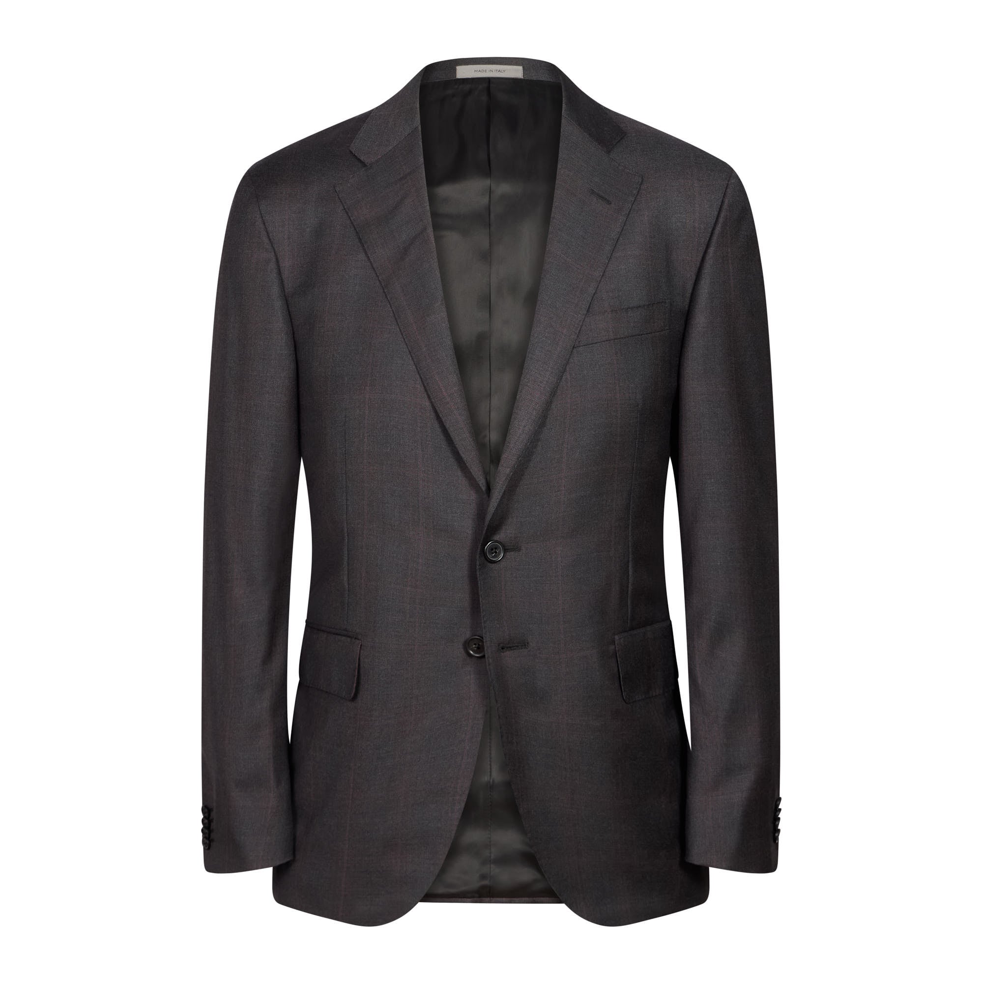 CORNELIANI Over checked Suit CHARCOAL/BURGUNDY REG - Henry BucksSuits23AW240221 - CHARBURG - R - 50