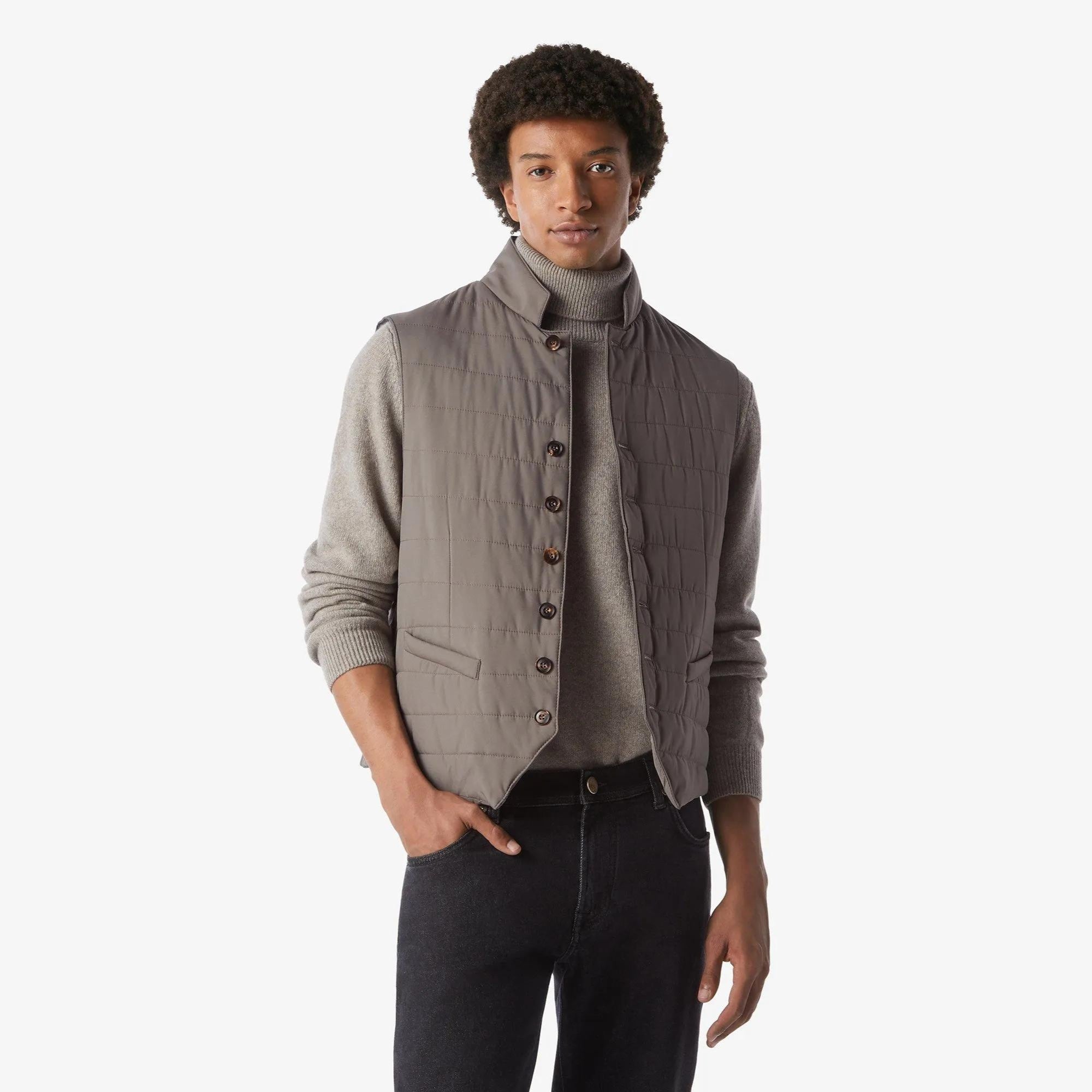 CORNELIANI Padded Waistcoat ANTHRACITE - Henry Bucks