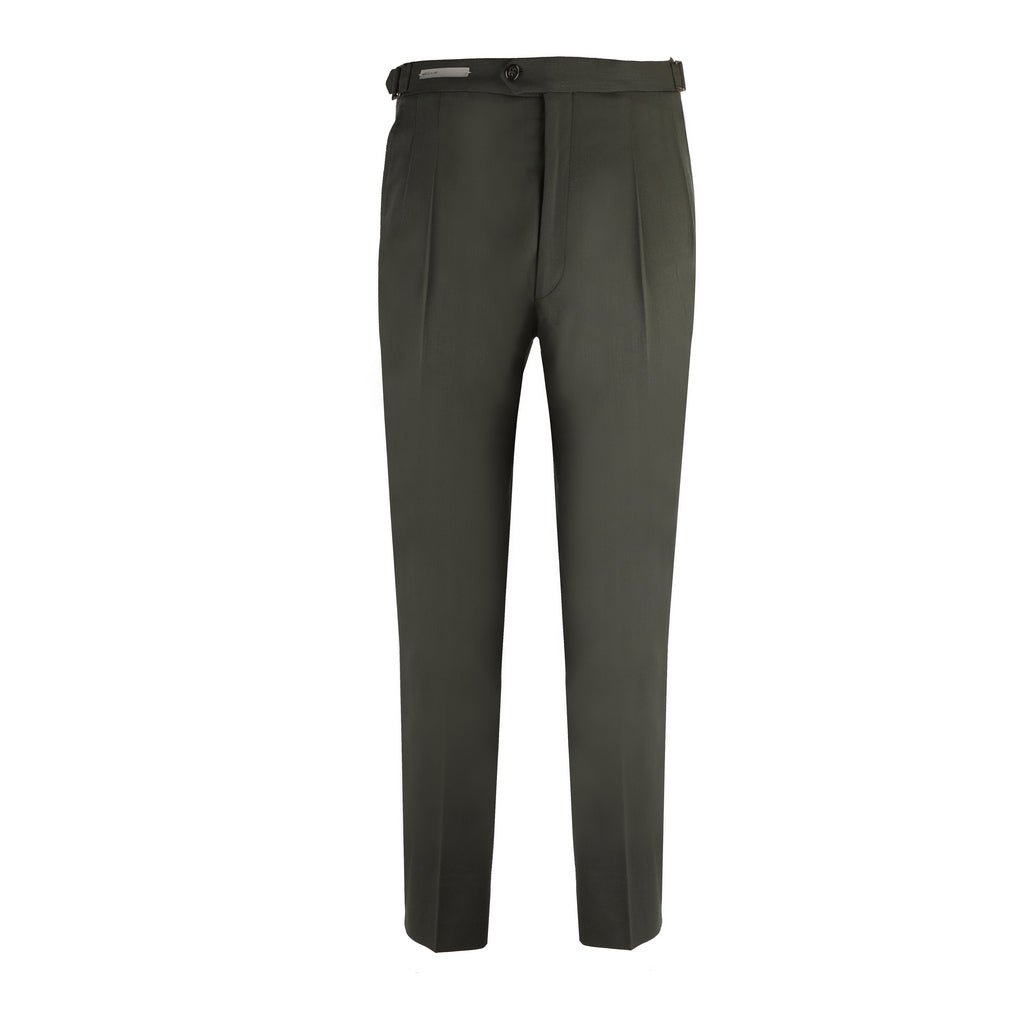 CORNELIANI Pleat Side Adjustable Trousers KHAKI GREEN - Henry BucksTrousers63AW240013 - KHAKIGREN - 46