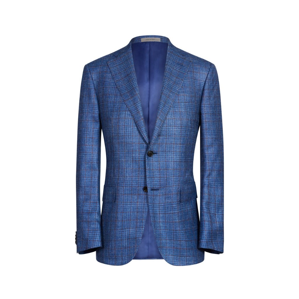 CORNELIANI Pow Wool Blend Blazer BLUE/BROWN REG - Henry Bucks