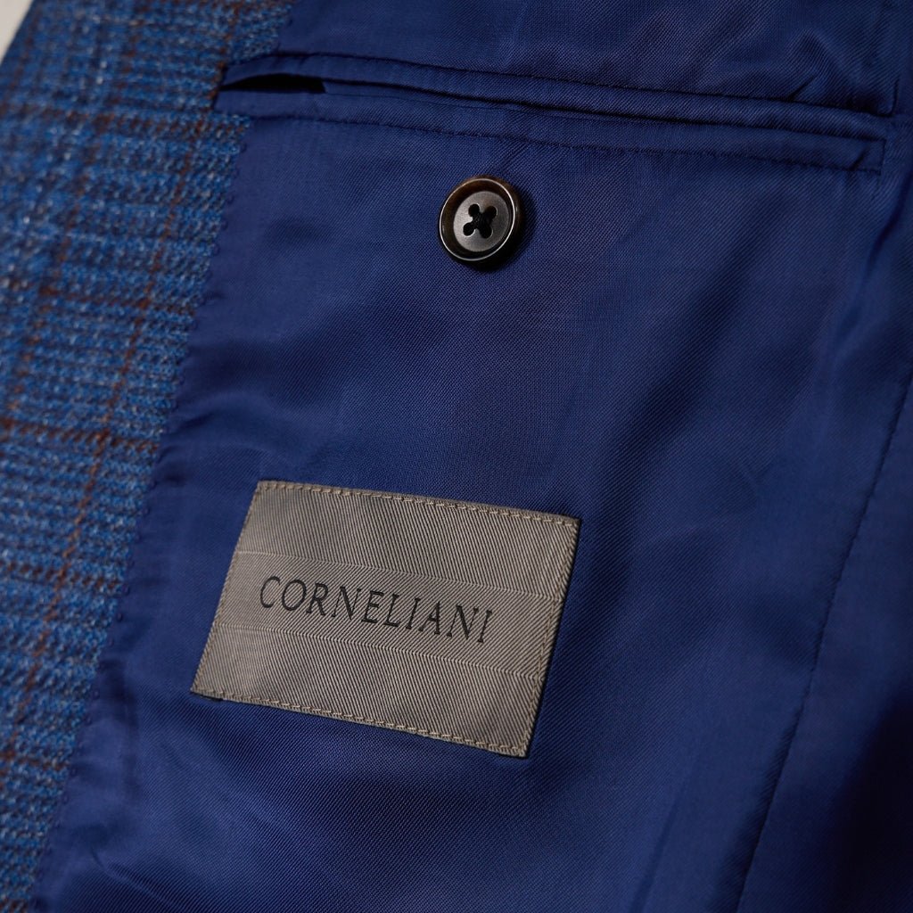 CORNELIANI Pow Wool Blend Blazer BLUE/BROWN REG - Henry Bucks