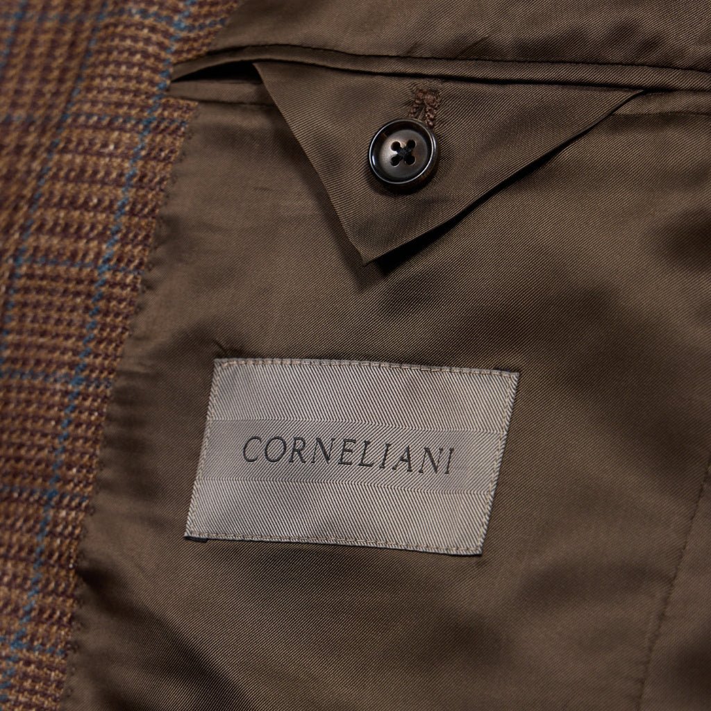 CORNELIANI Pow Wool Blend Blazer BROWN/BLUE REG - Henry Bucks