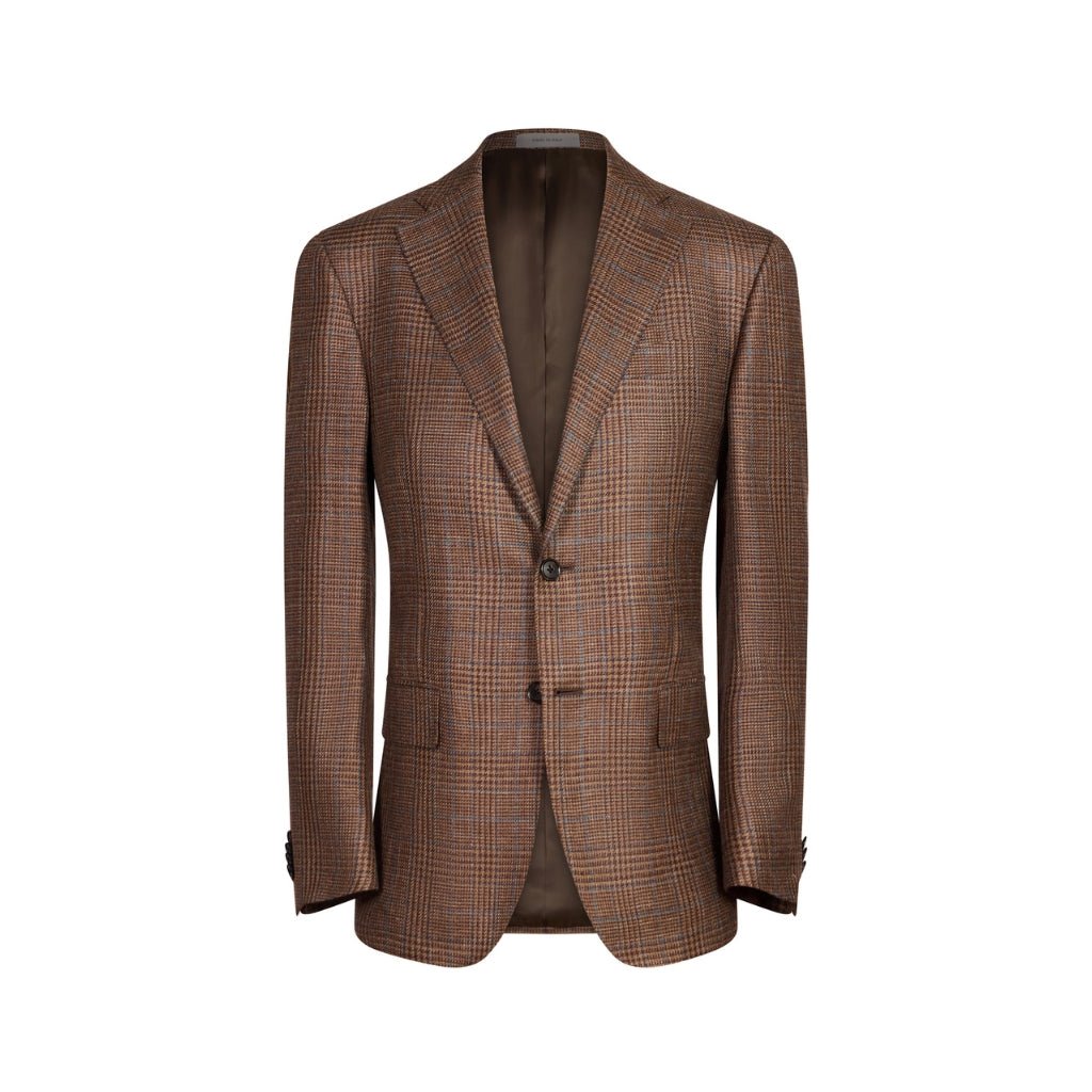 CORNELIANI Pow Wool Blend Blazer BROWN/BLUE REG - Henry Bucks